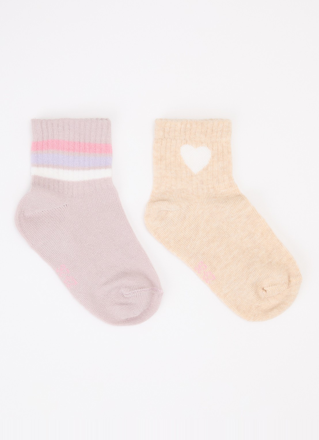 Ewers Herzen sokken in katoenblend 2-pack - voorkant beige