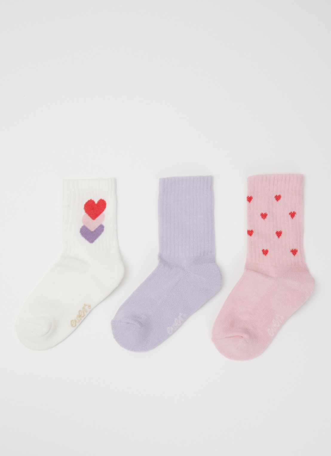 Ewers Herzen sokken in katoenblend in 3-pack - voorkant roze