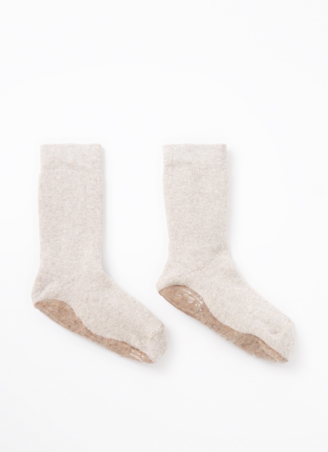 Ewers Huissokken in katoenblend met anti-slip 2-pack - voorkant donkerbeige