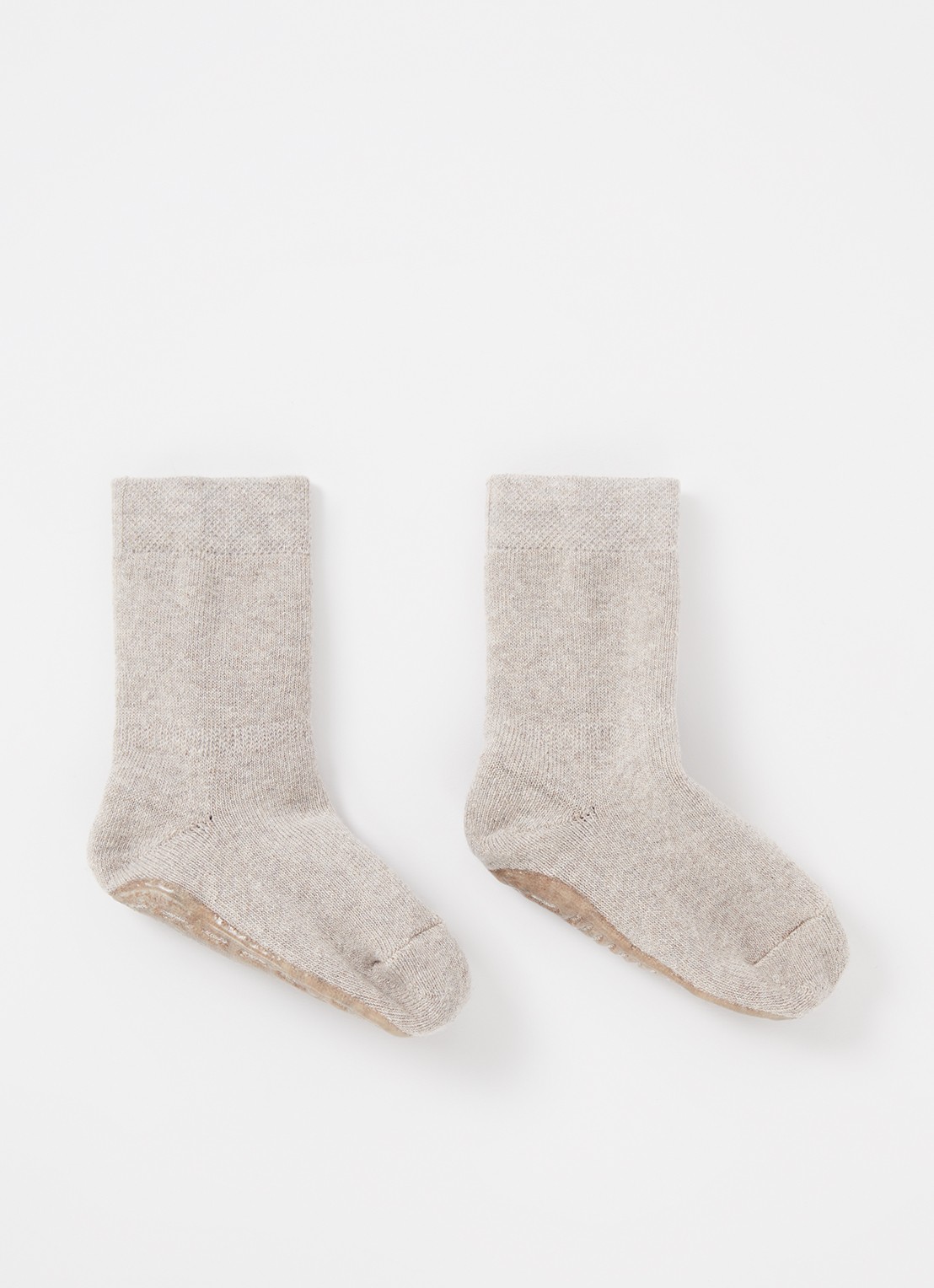 Ewers Huissokken in katoenblend met anti-slip - voorkant beige
