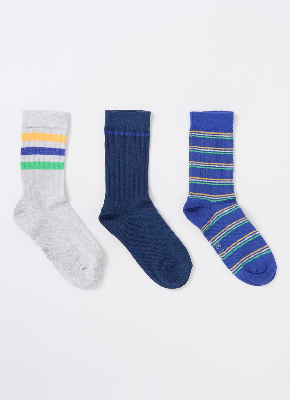 Ewers Sokken met streepprint in 3-pack - voorkant blauw