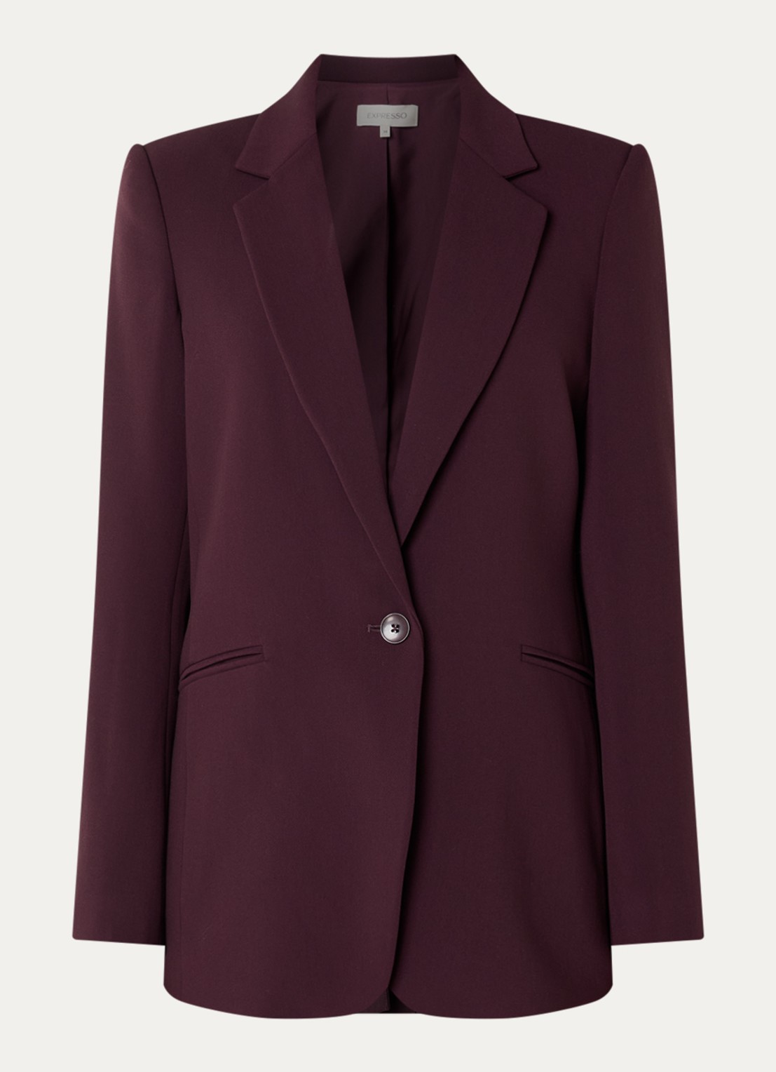 Expresso Blazer met paspelzakken en schoudervulling - voorkant 2 aubergine
