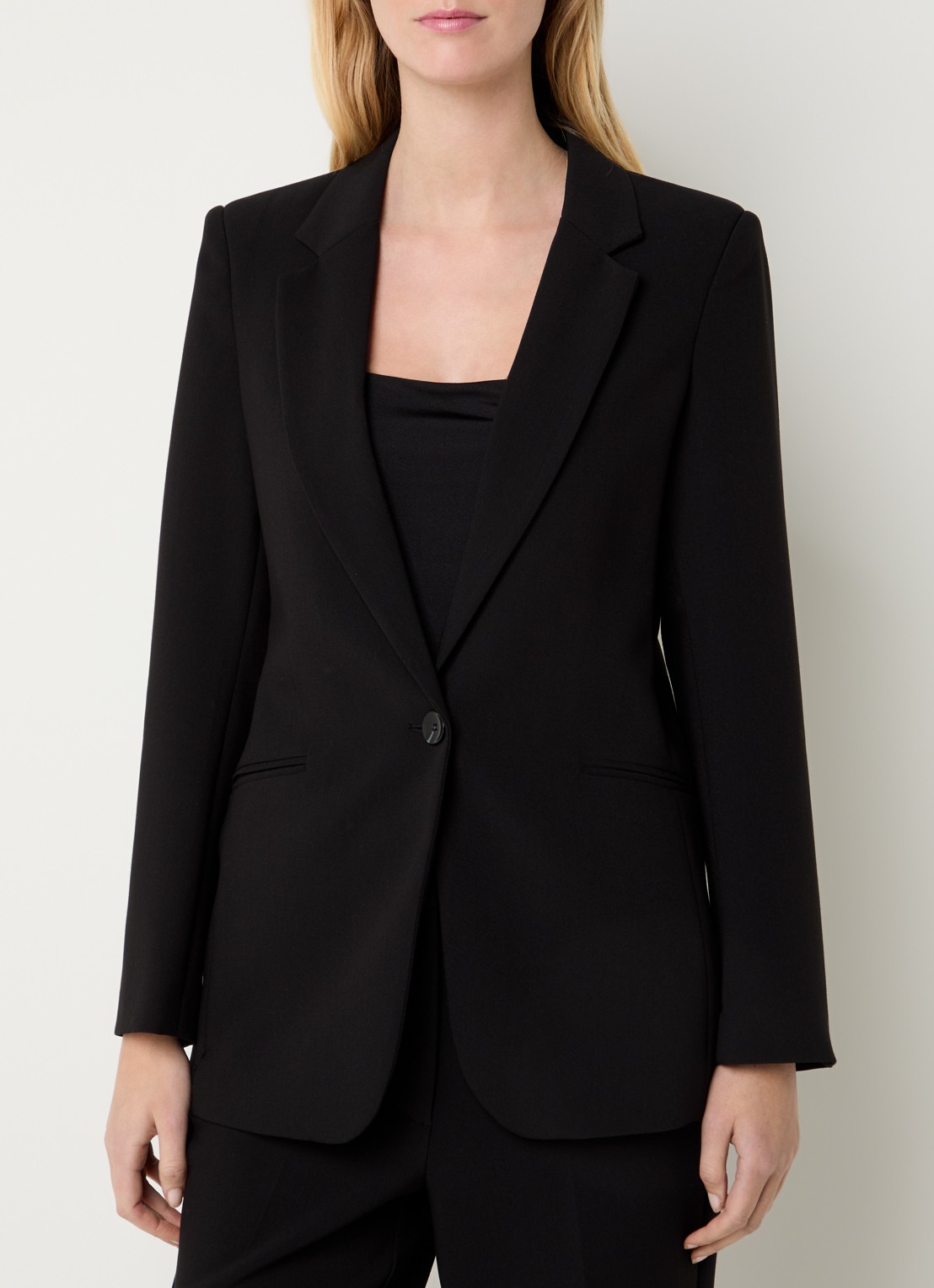 Expresso Blazer met paspelzakken en stretch - detail zwart