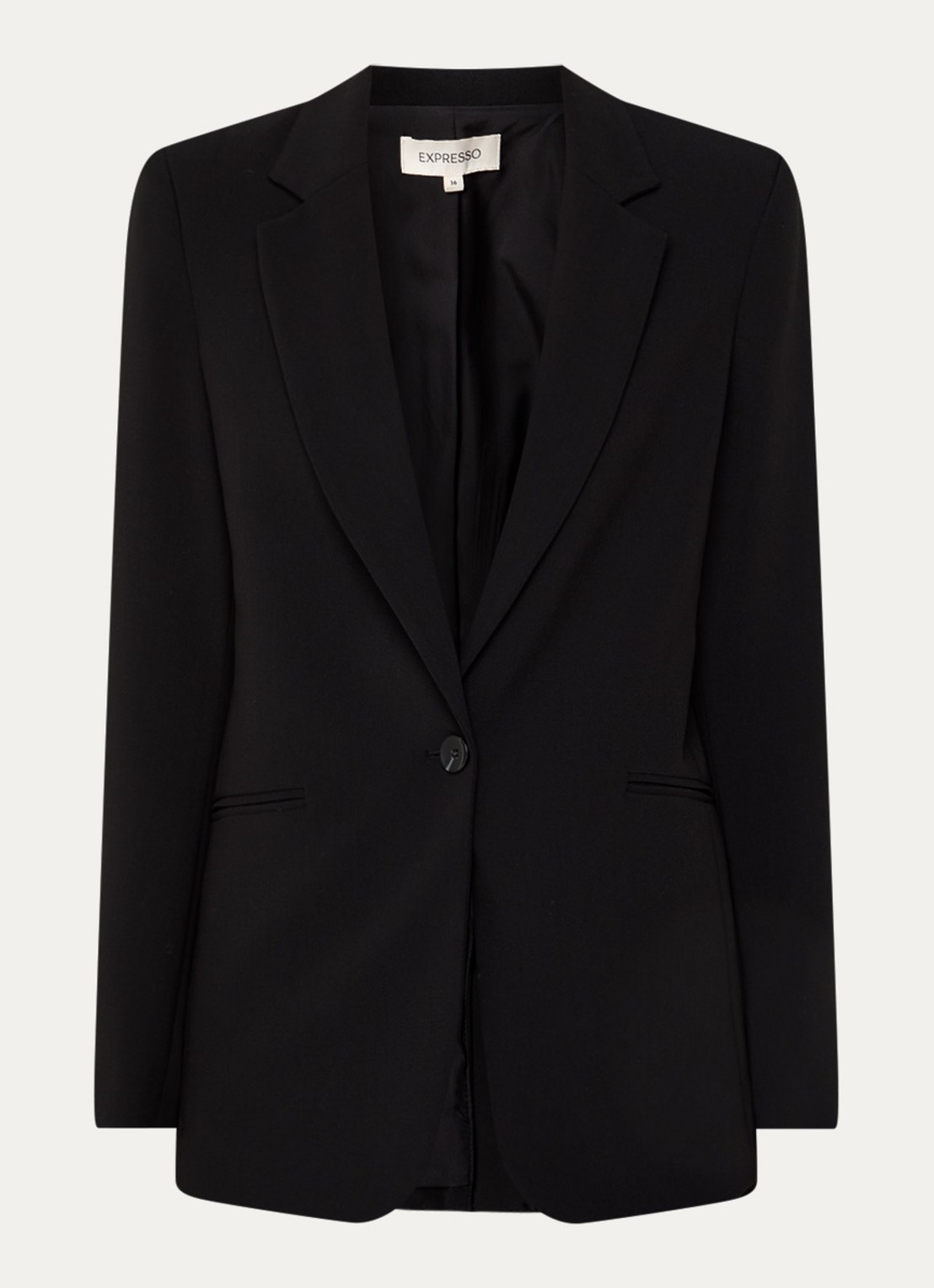 Expresso Blazer met paspelzakken en stretch - voorkant 3 zwart