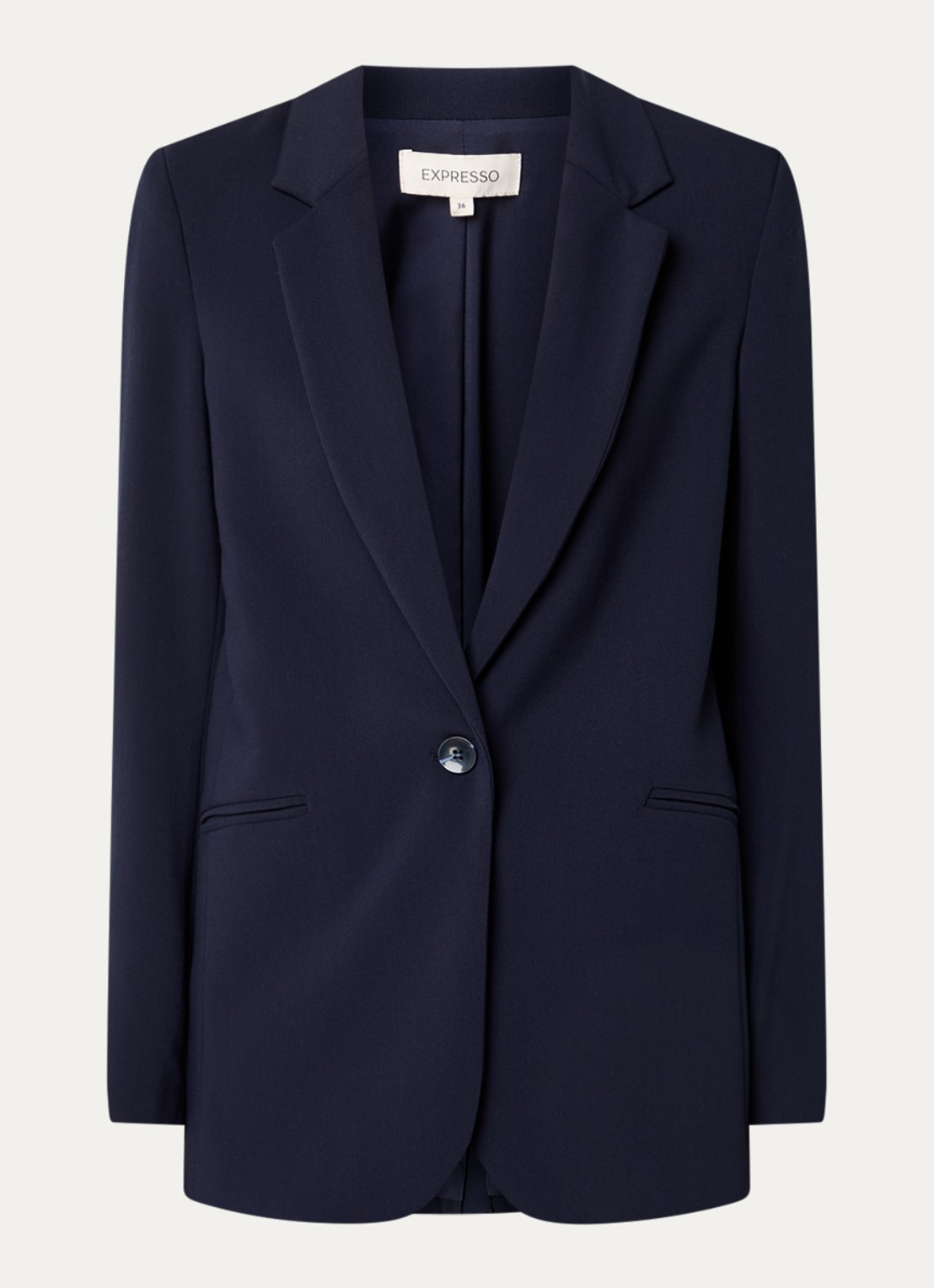 Expresso Blazer met paspelzakken en stretch - voorkant 3 donkerblauw