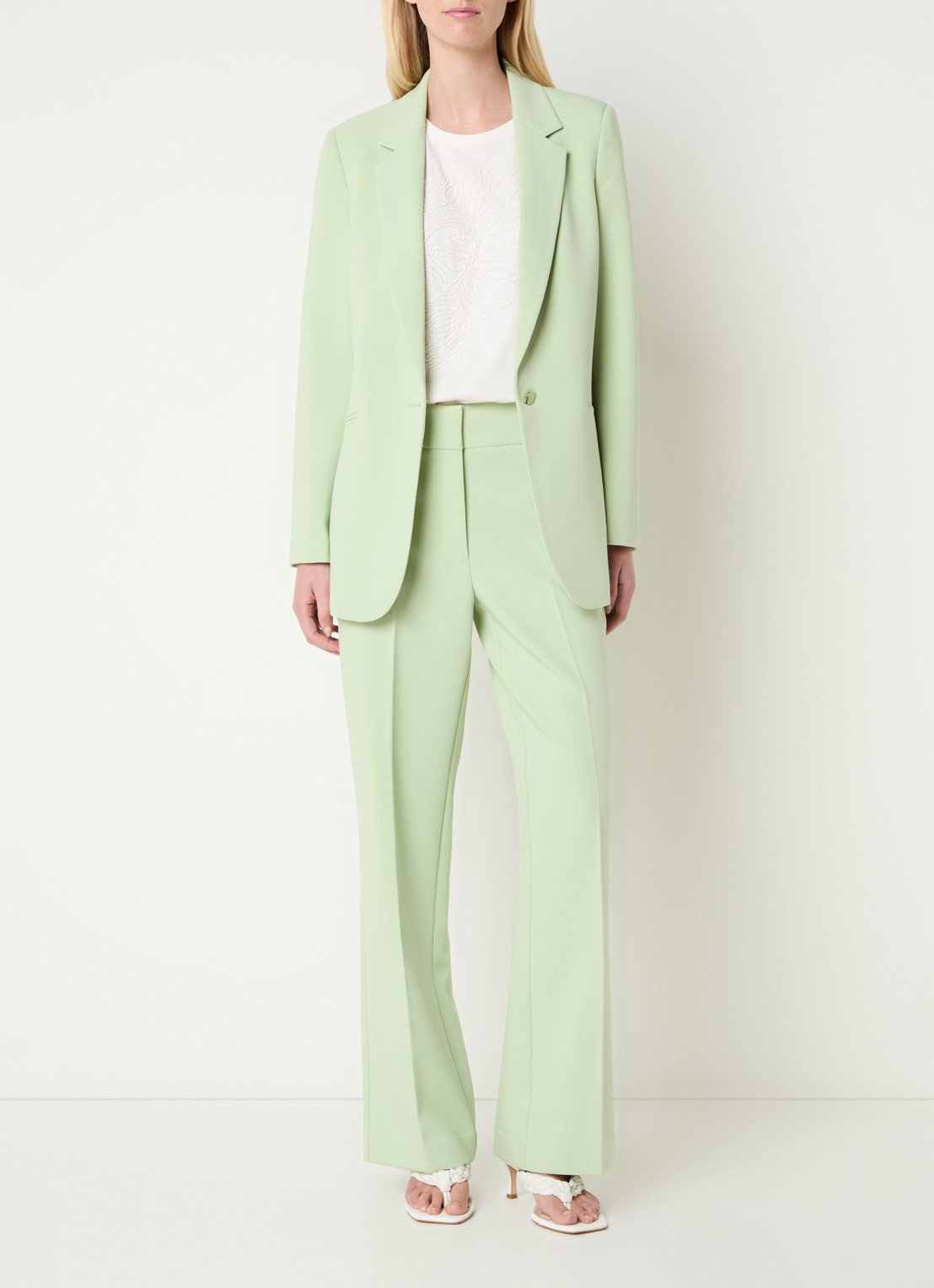 Expresso Blazer met paspelzakken - voorkant 2 lindegroen