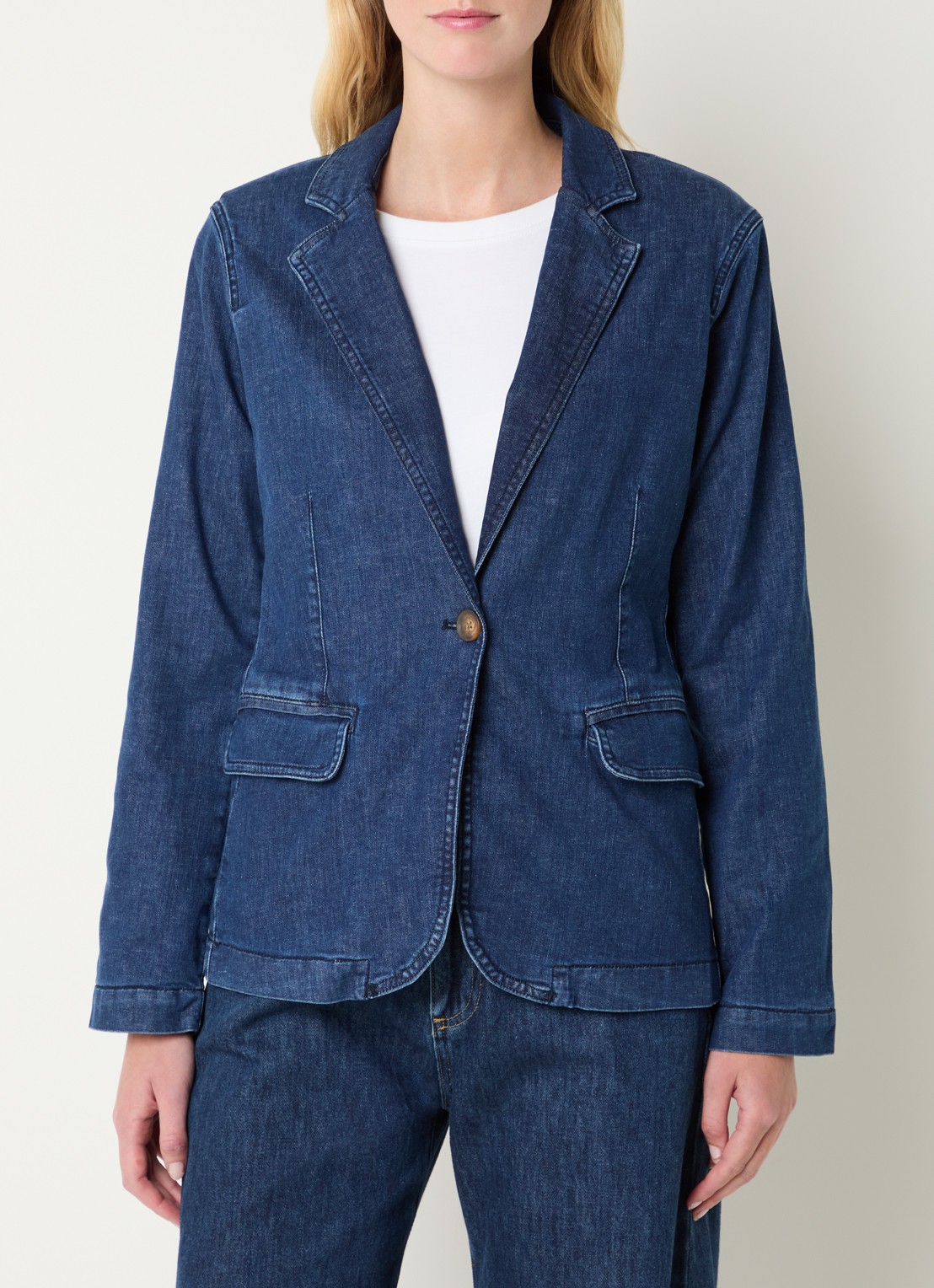 Expresso Blazer van chambray met klepzakken - detail 4 indigo