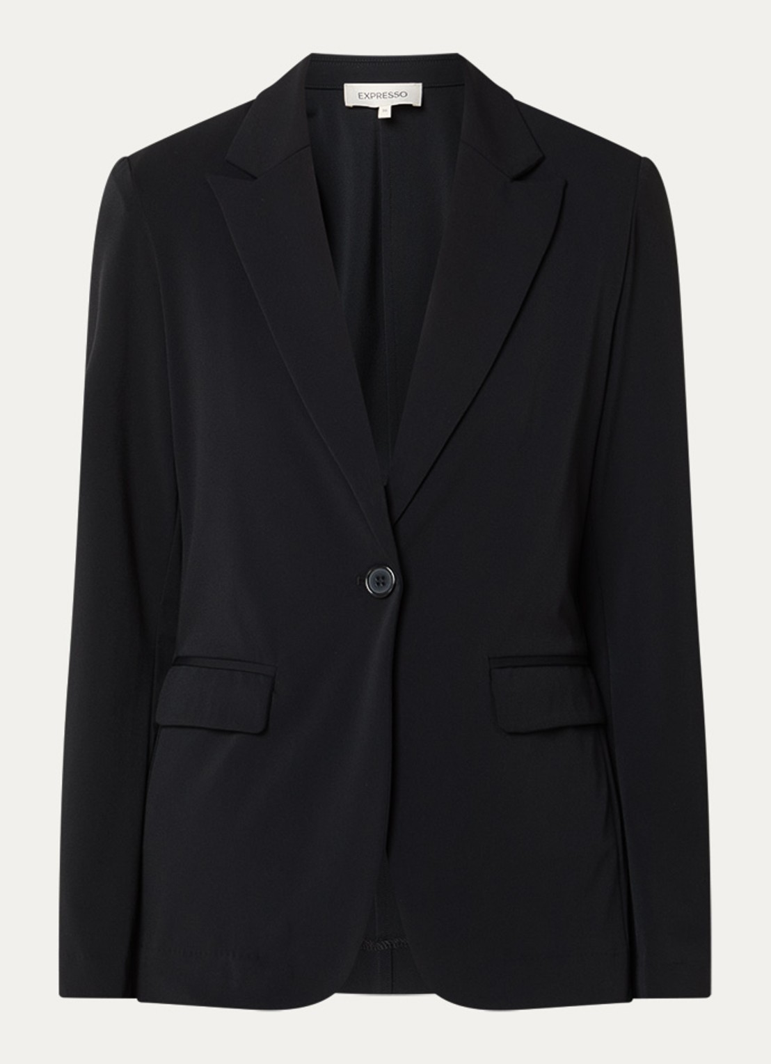 Expresso Blazer van travelstof met klepzakken en stretch - voorkant zwart