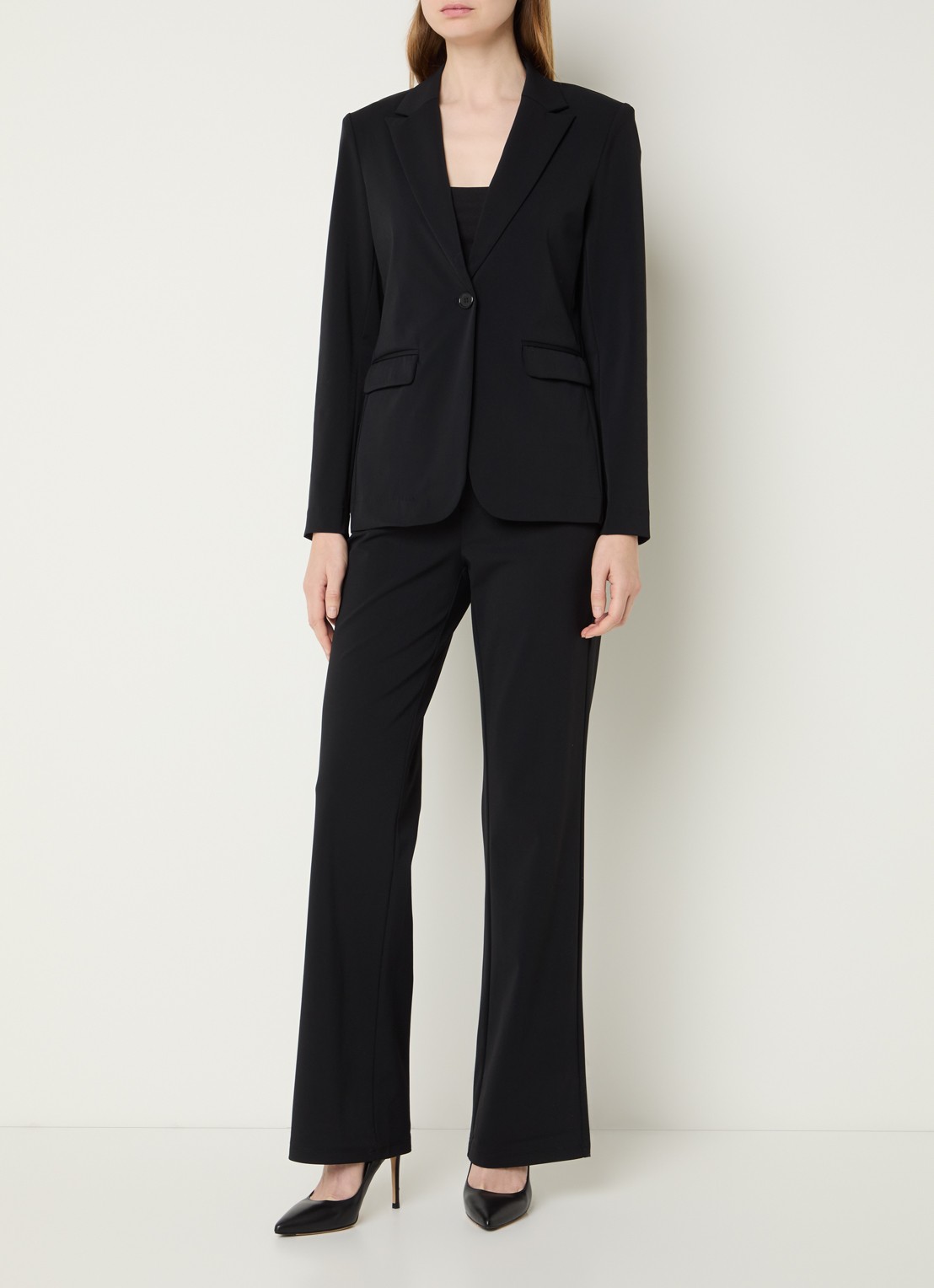 Expresso Blazer van travelstof met klepzakken en stretch - voorkant 2 zwart