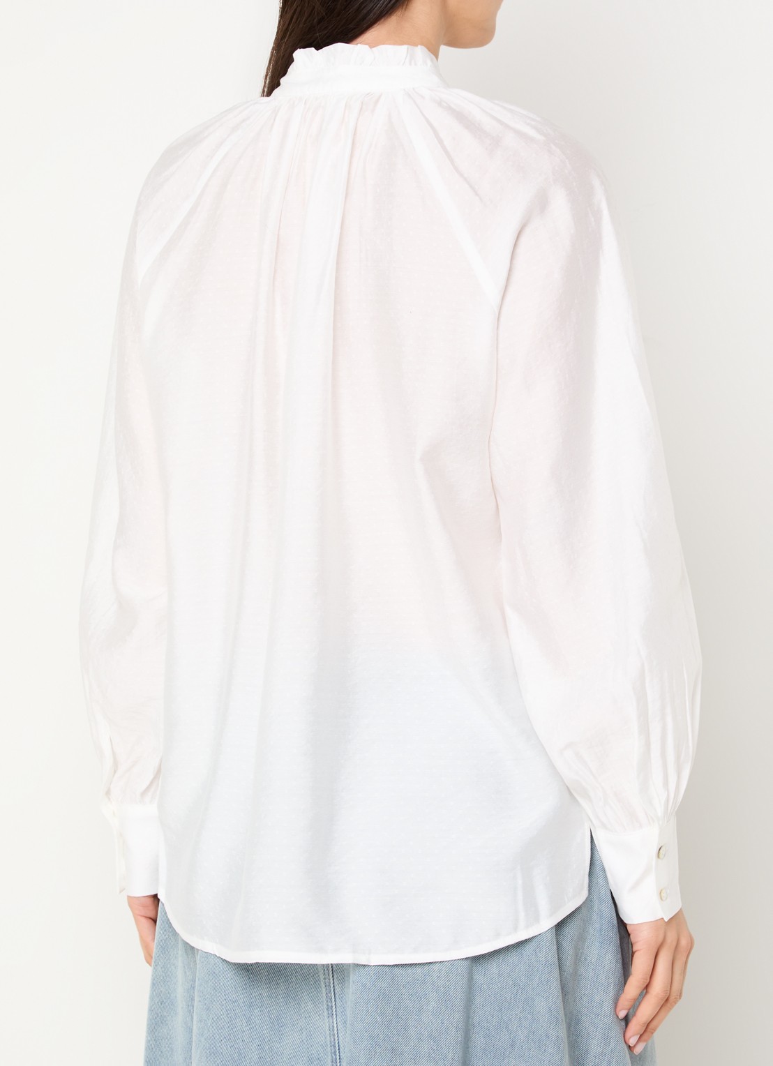 Expresso Blouse met ballonmouw en opstaande kraag - achterkant 4 wit