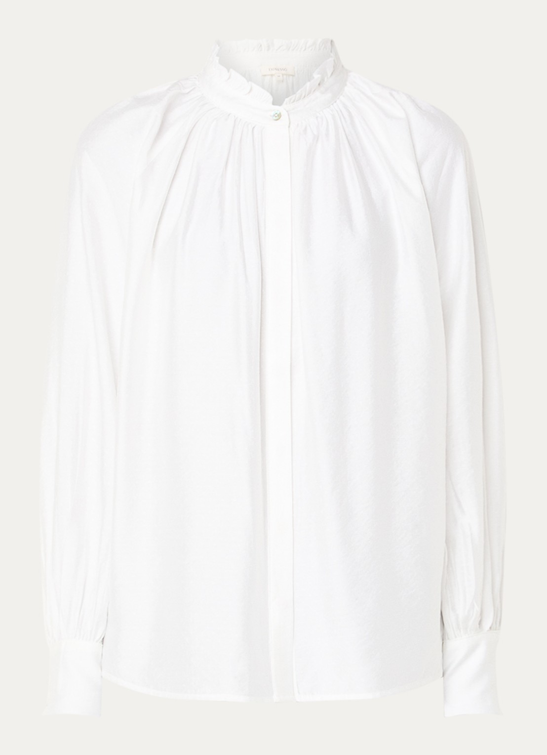 Expresso Blouse met ballonmouw en opstaande kraag - voorkant 2 wit