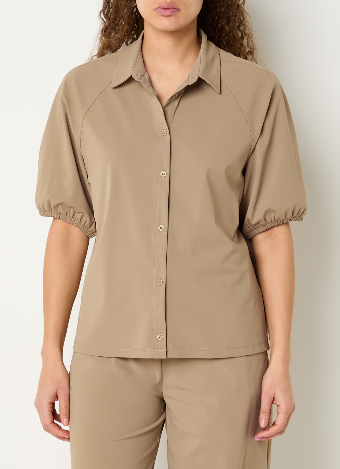 Expresso Blouse met ballonmouw - detail 4 roestbruin