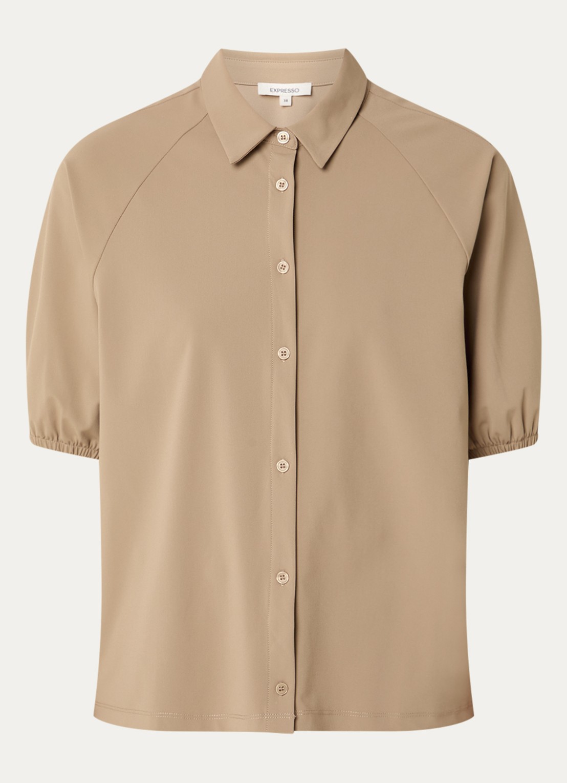 Expresso Blouse met ballonmouw - voorkant 2 roestbruin