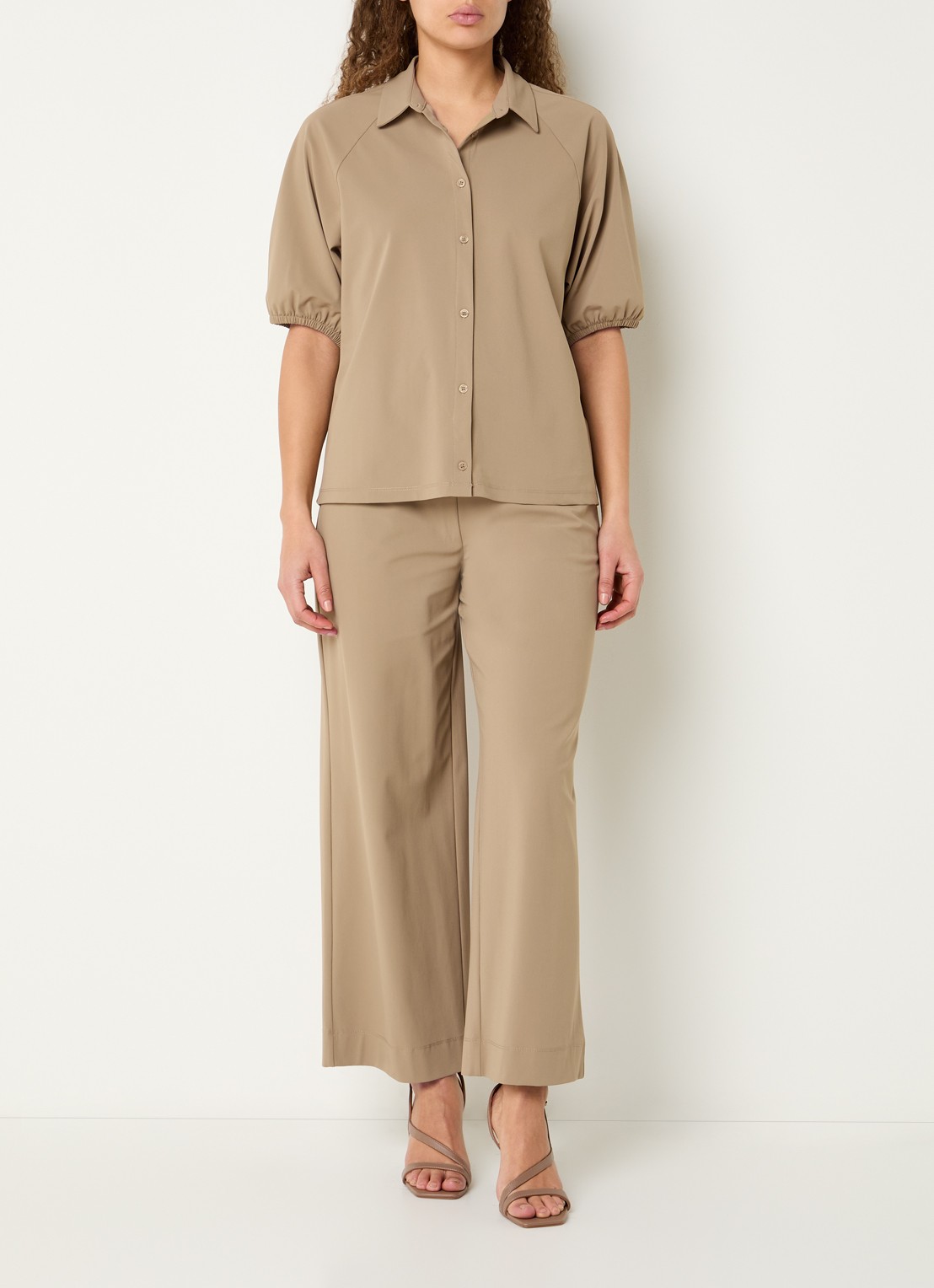 Expresso Blouse met ballonmouw - voorkant 3 roestbruin