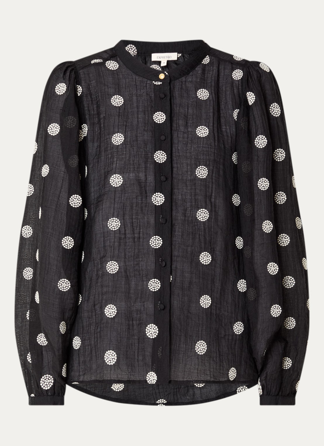 Expresso Blouse met borduring - voorkant zwart