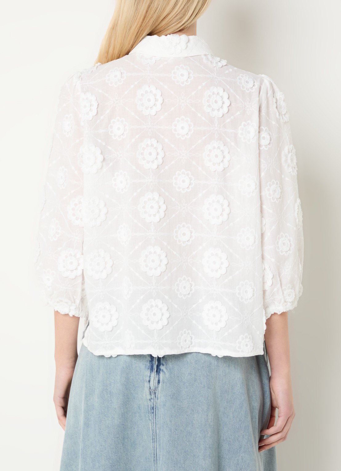 Expresso Blouse met borduring - achterkant 2 wit