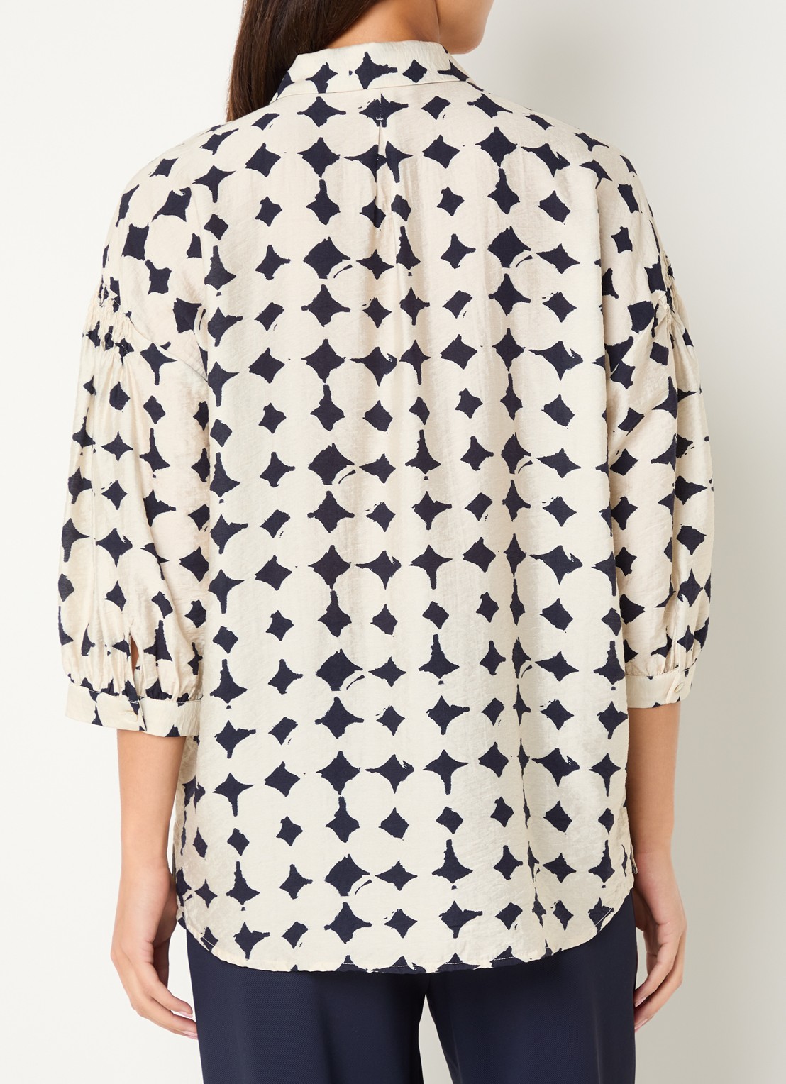 Expresso Blouse met pailletten en print - achterkant ivoor