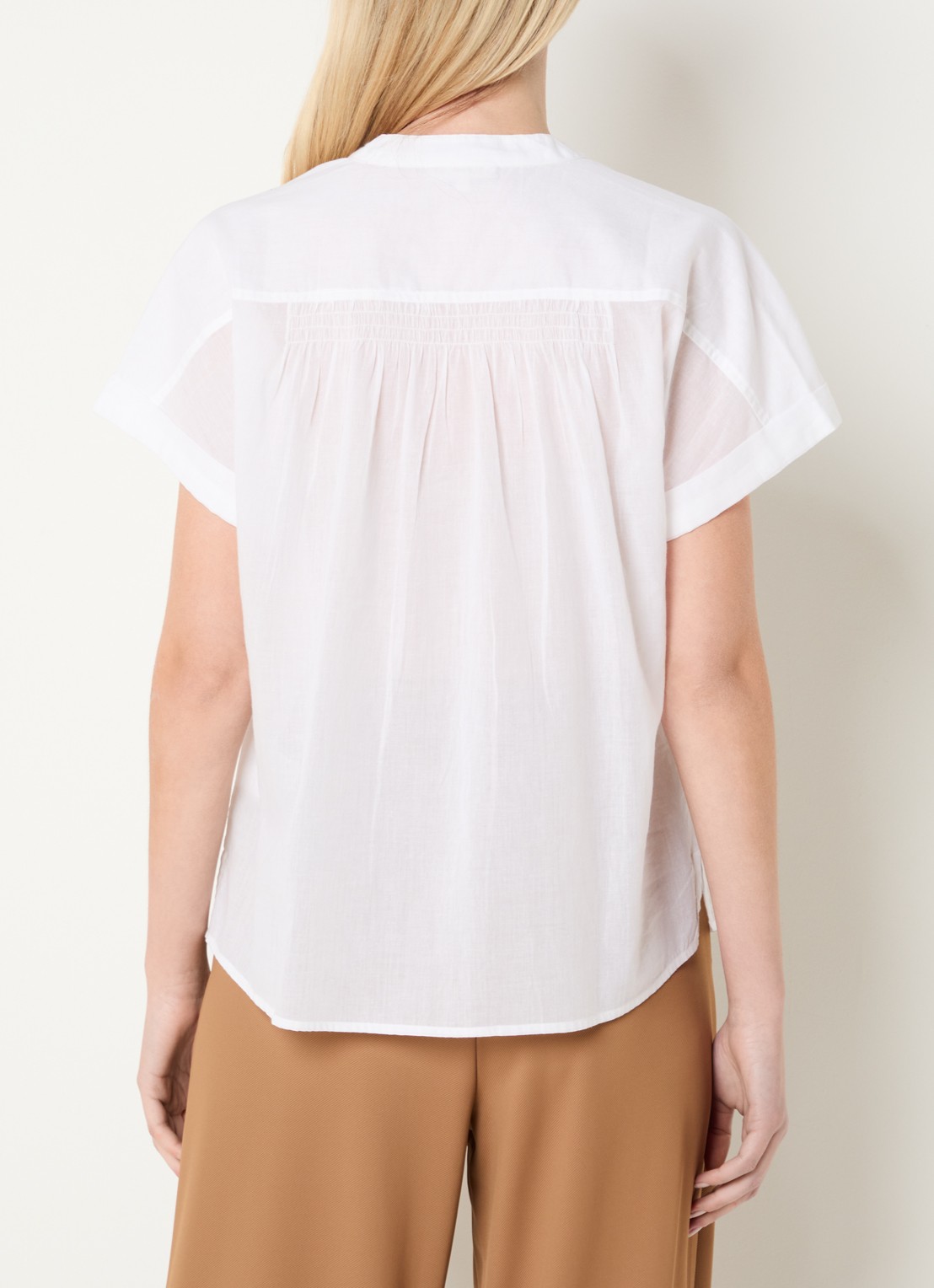Expresso Blouse met smockwerk - achterkant wit