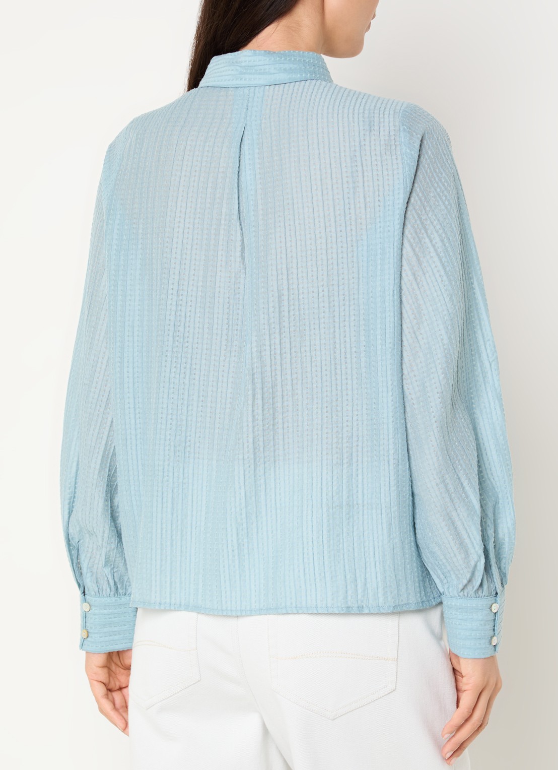Expresso Blouse met structuur - achterkant 3 turquoise