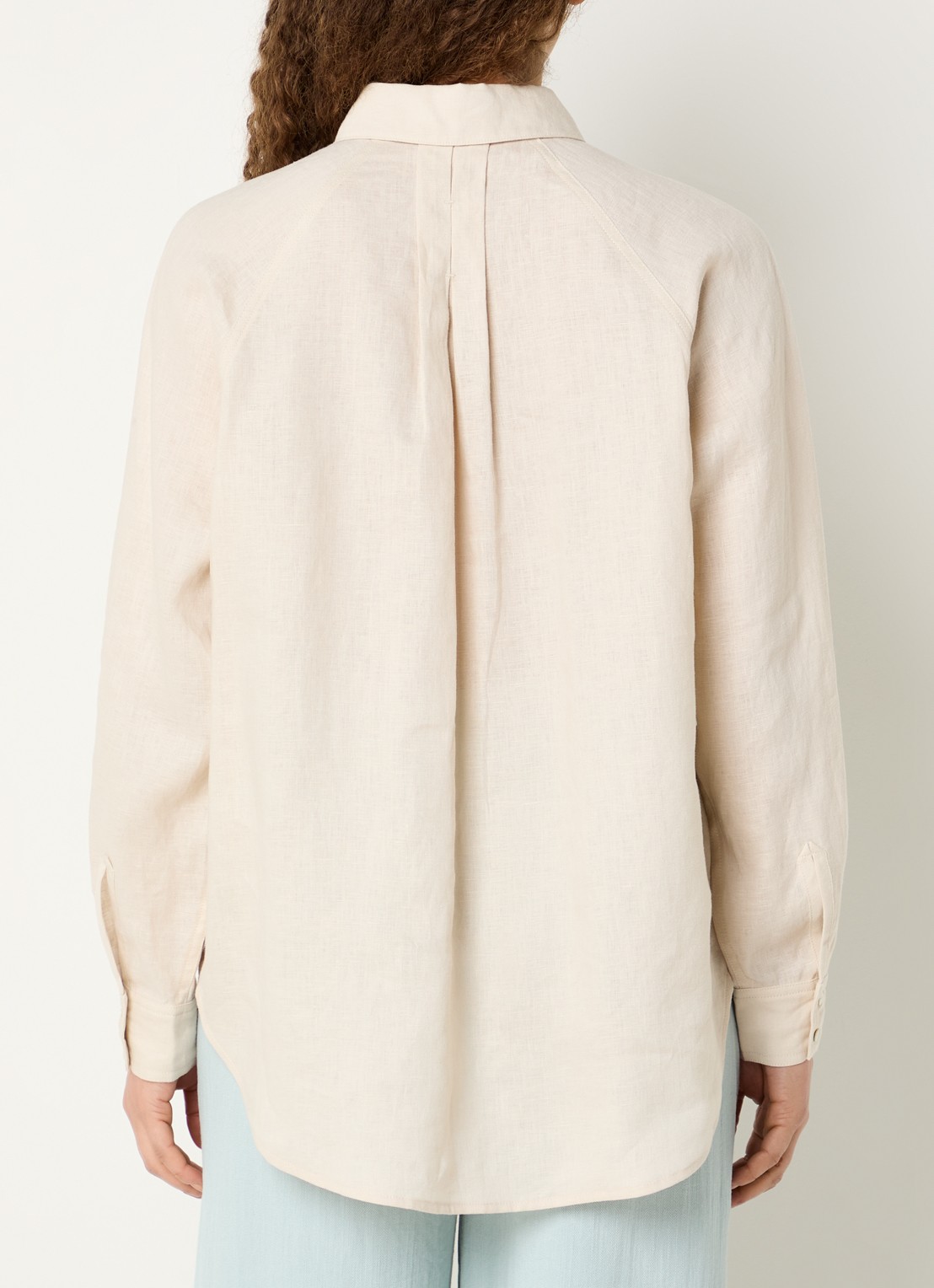 Expresso Blouse van linnen met borstzak - achterkant 3 creme