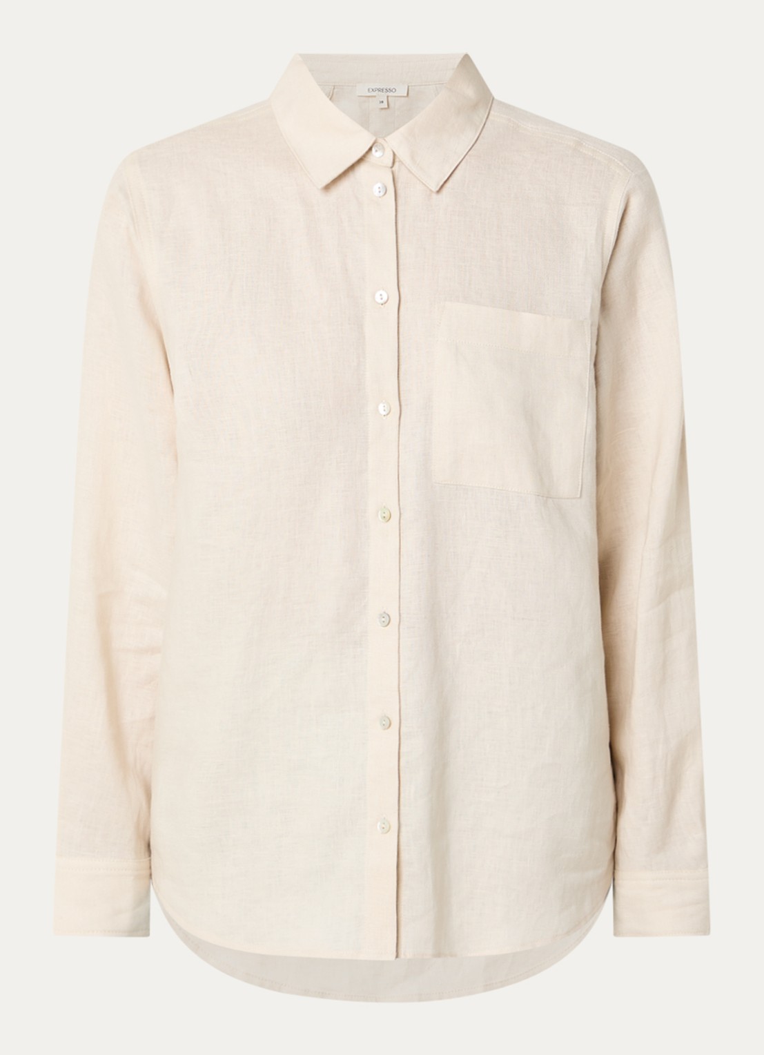 Expresso Blouse van linnen met borstzak - voorkant creme