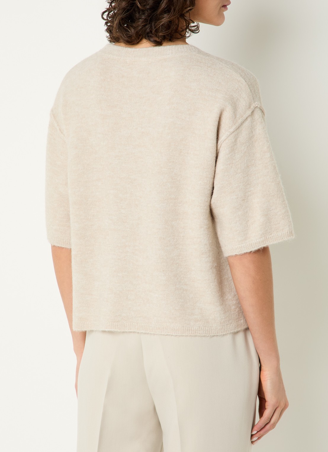 Expresso Fijngebreide top in alpaca wolblend - achterkant zand