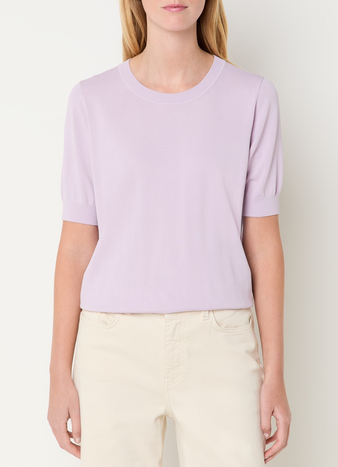 Expresso Fijngebreide top met ronde hals - detail 5 lila