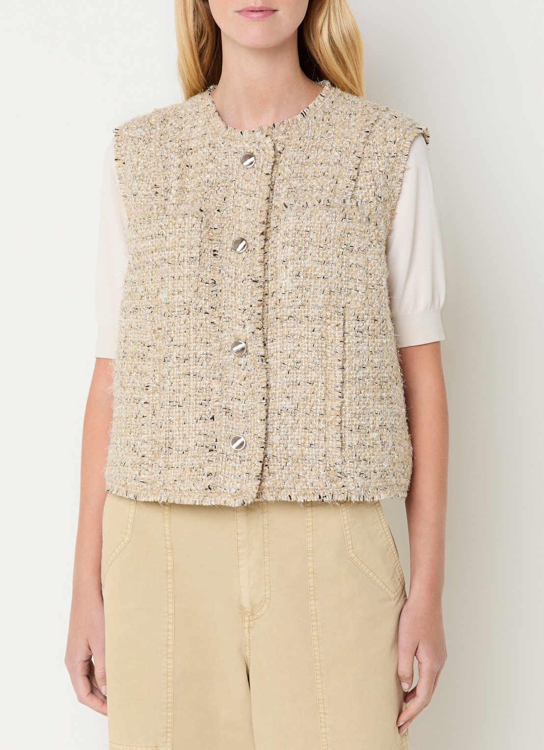 Expresso Gilet met lurex en borstzakken - detail 4 beige