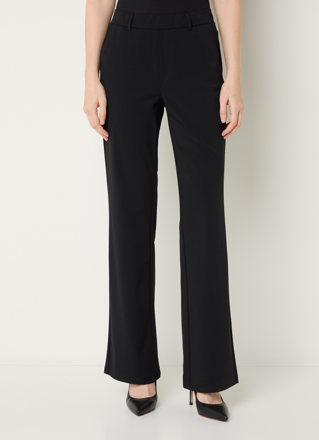 Expresso High waist bootcut fit pantalon van travelstof - detail 4 zwart
