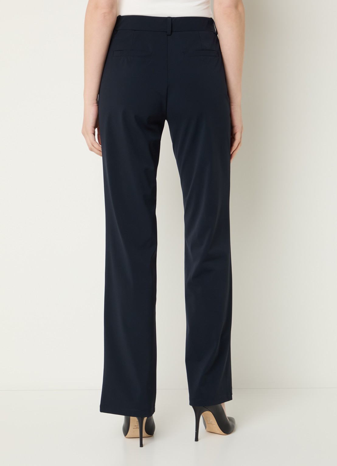 Expresso High waist bootcut fit pantalon van travelstof - achterkant donkerblauw