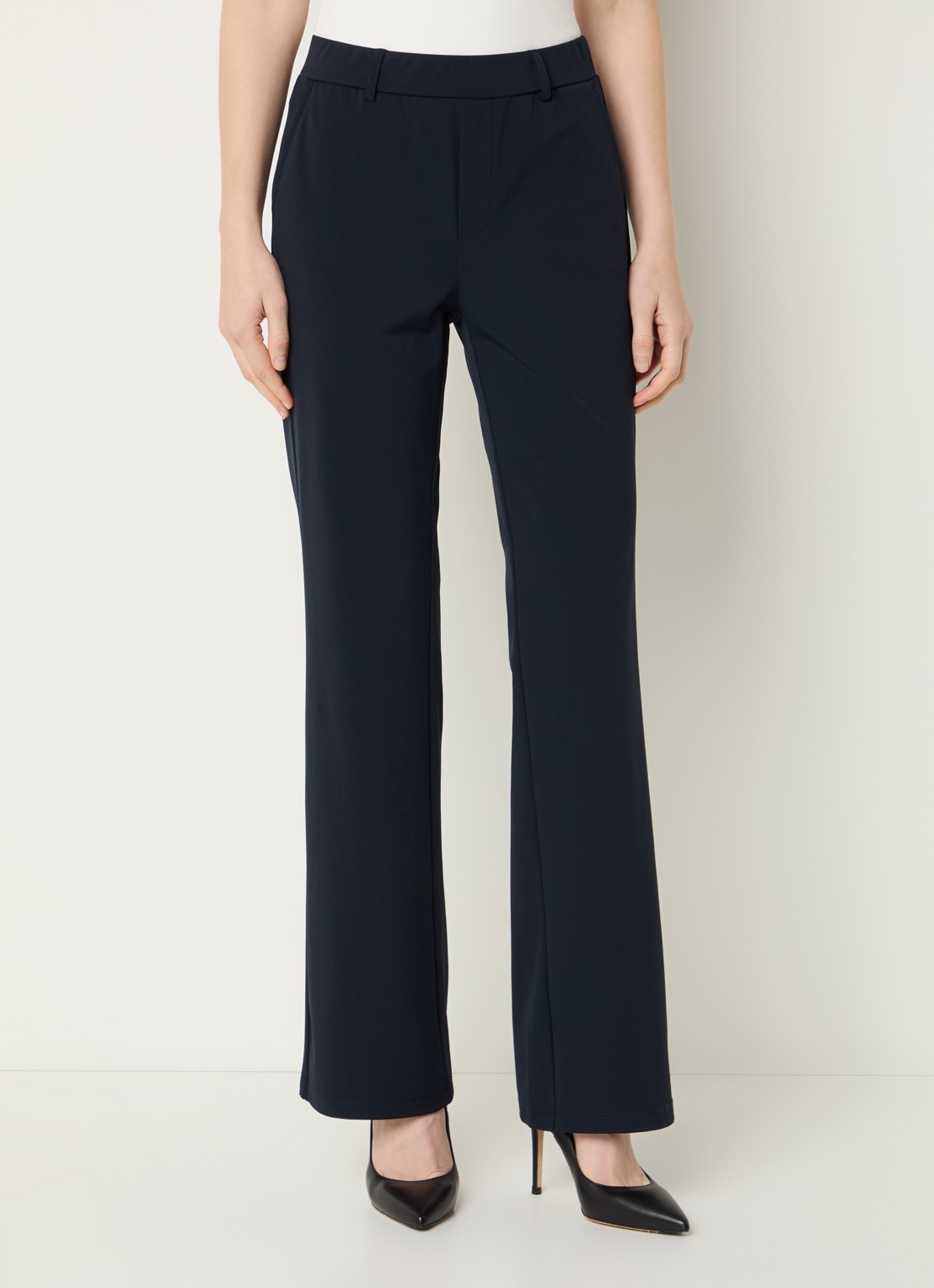 Expresso High waist bootcut fit pantalon van travelstof - detail 2 donkerblauw