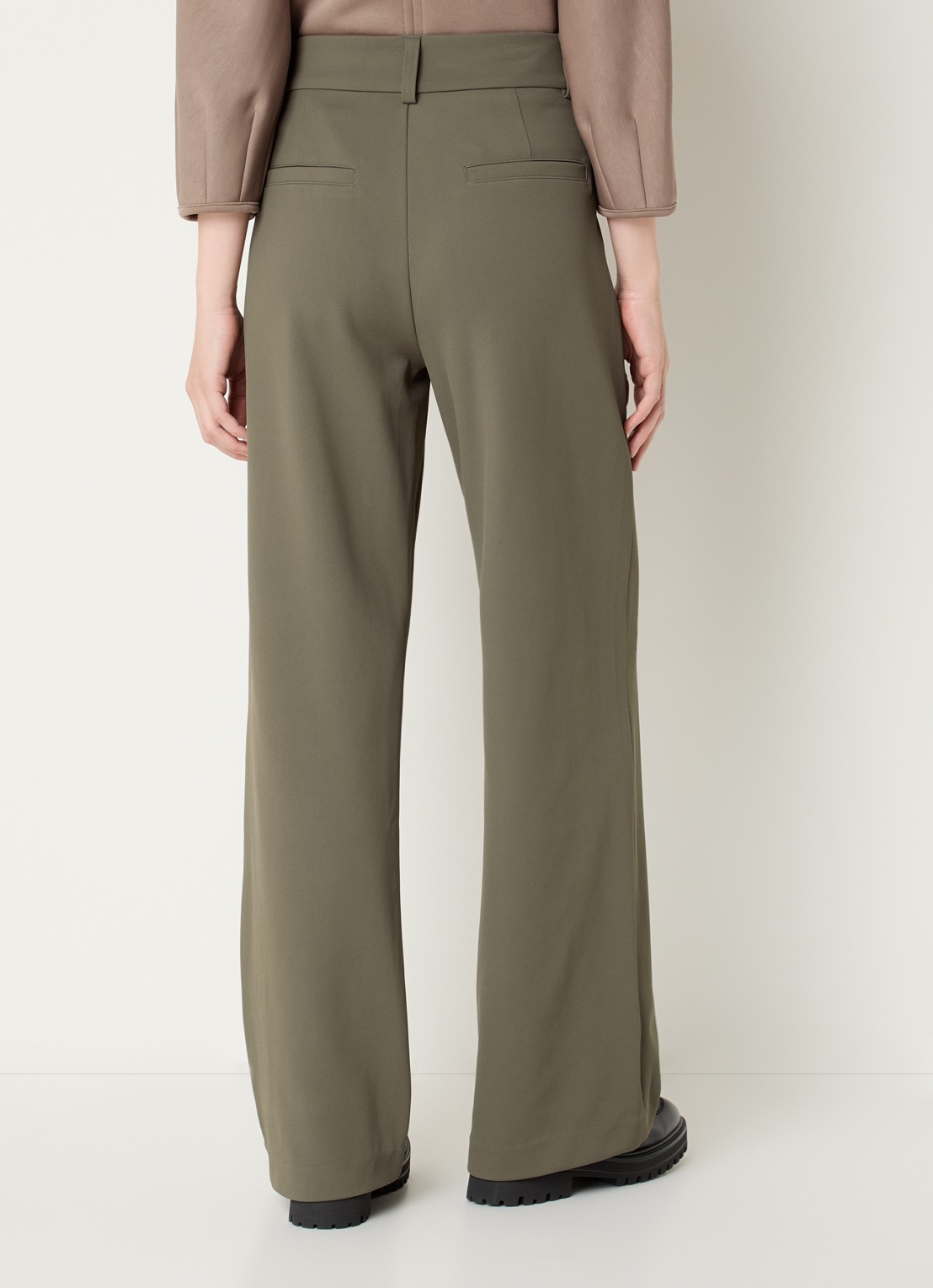 Expresso High waist flared fit broek met steekzakken - achterkant zand