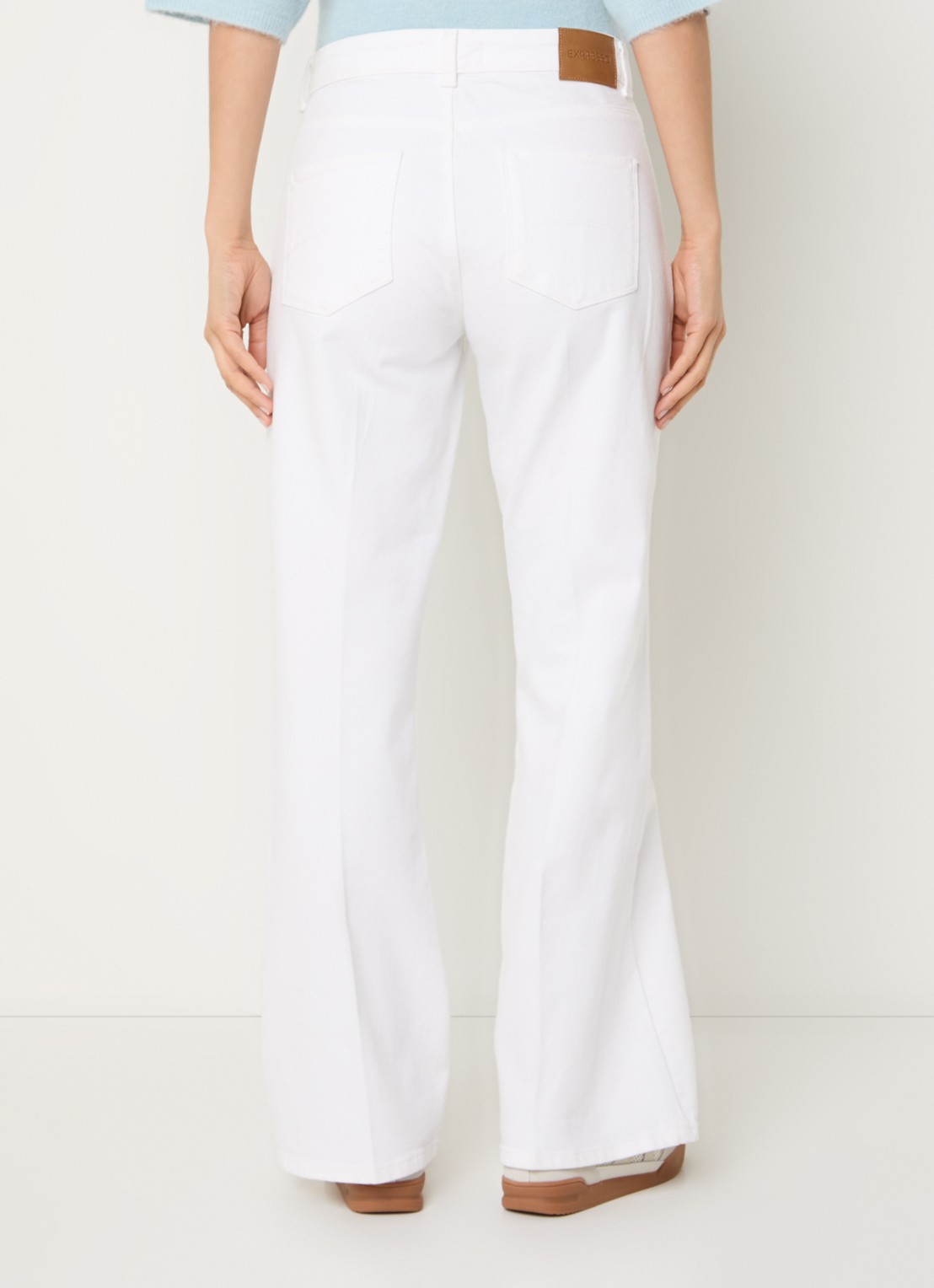 Expresso High waist flared fit chino met steekzakken - achterkant gebroken wit