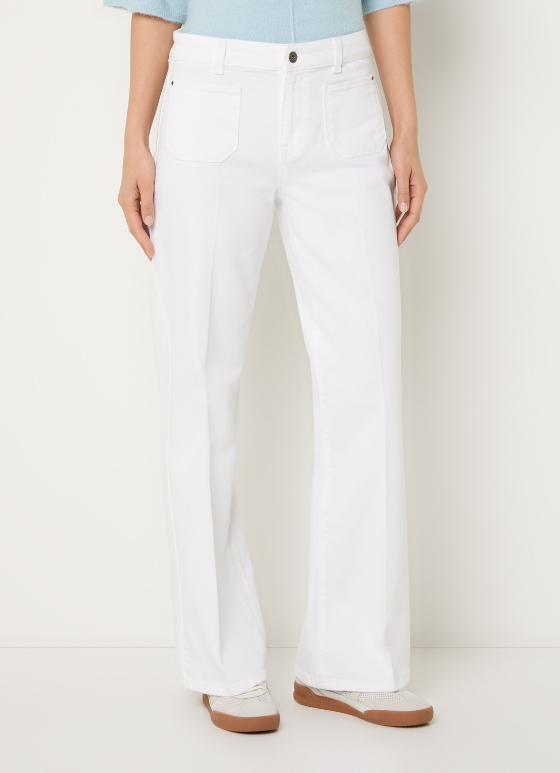 Expresso High waist flared fit chino met steekzakken - detail 4 gebroken wit