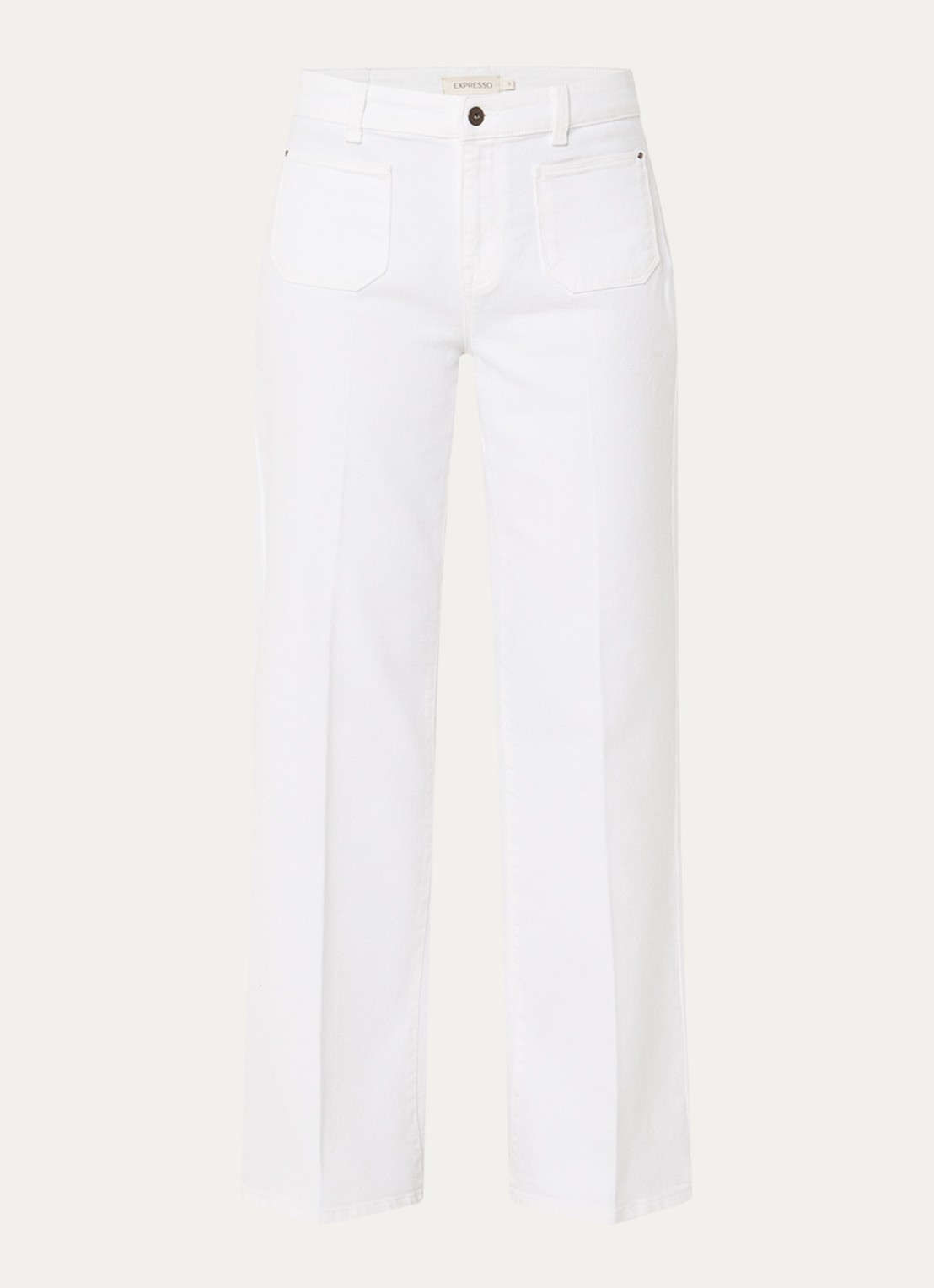 Expresso High waist flared fit chino met steekzakken - voorkant 2 gebroken wit