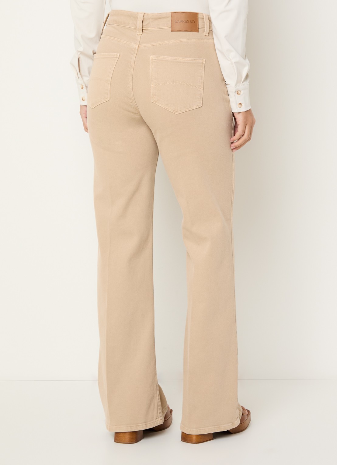 Expresso High waist flared fit chino met steekzakken - achterkant 6 beige