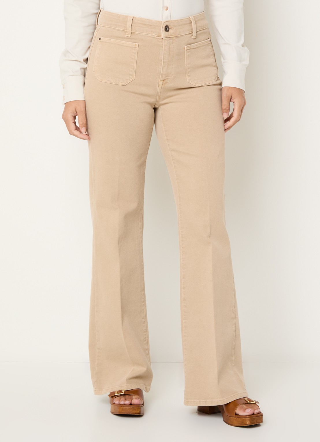 Expresso High waist flared fit chino met steekzakken - detail 4 beige