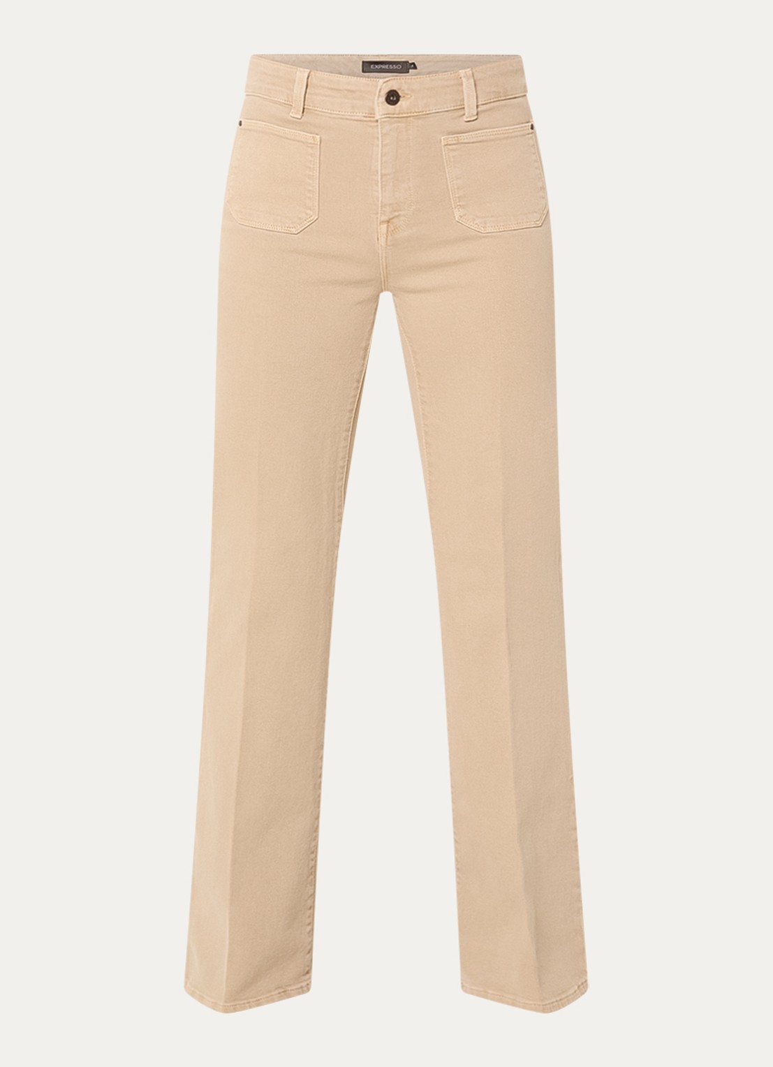 Expresso High waist flared fit chino met steekzakken - voorkant beige