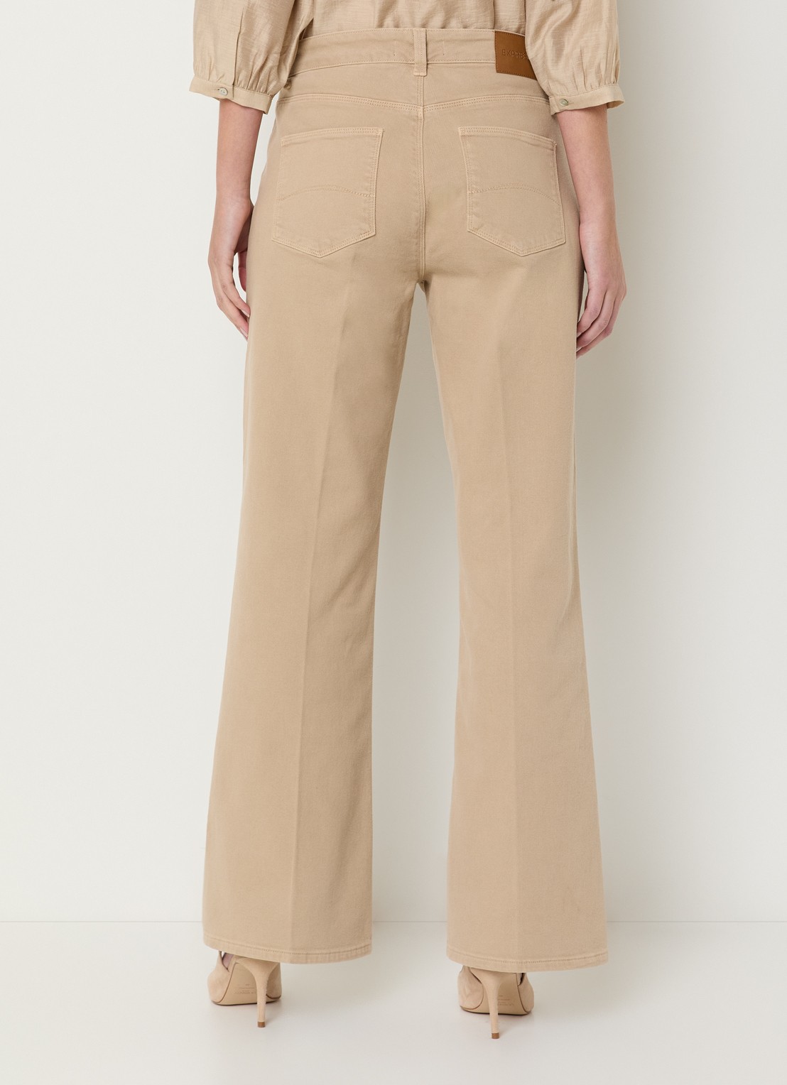Expresso High waist flared fit chino met steekzakken - achterkant 7 beige