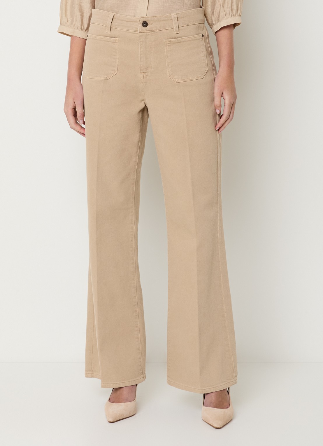 Expresso High waist flared fit chino met steekzakken - detail 5 beige