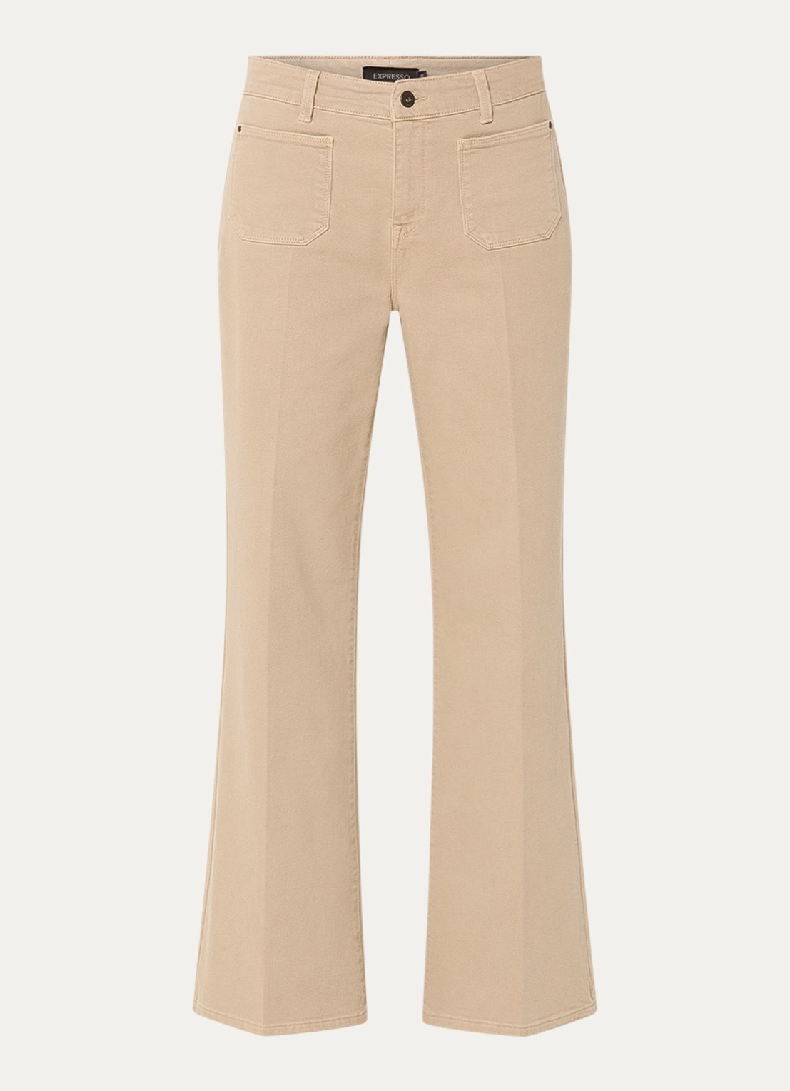Expresso High waist flared fit chino met steekzakken - voorkant 3 beige