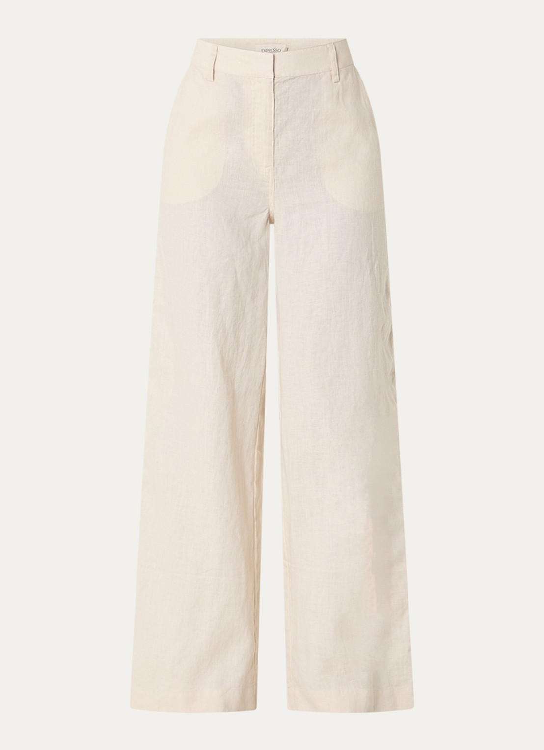 Expresso High waist loose fit broek van linnen met steekzakken - voorkant 2 creme