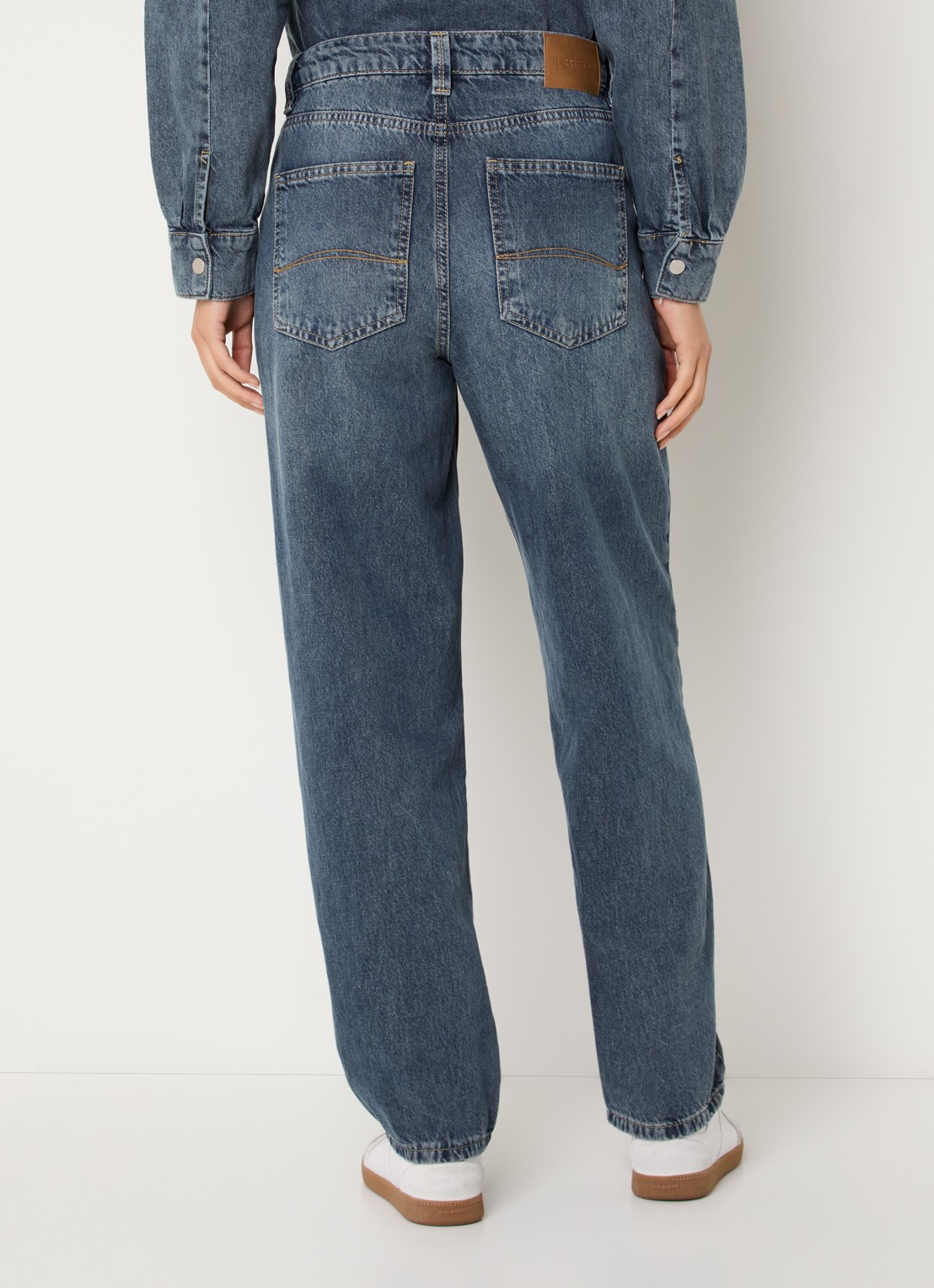 Expresso High waist straight fit jeans met medium wassing - achterkant 3 indigo