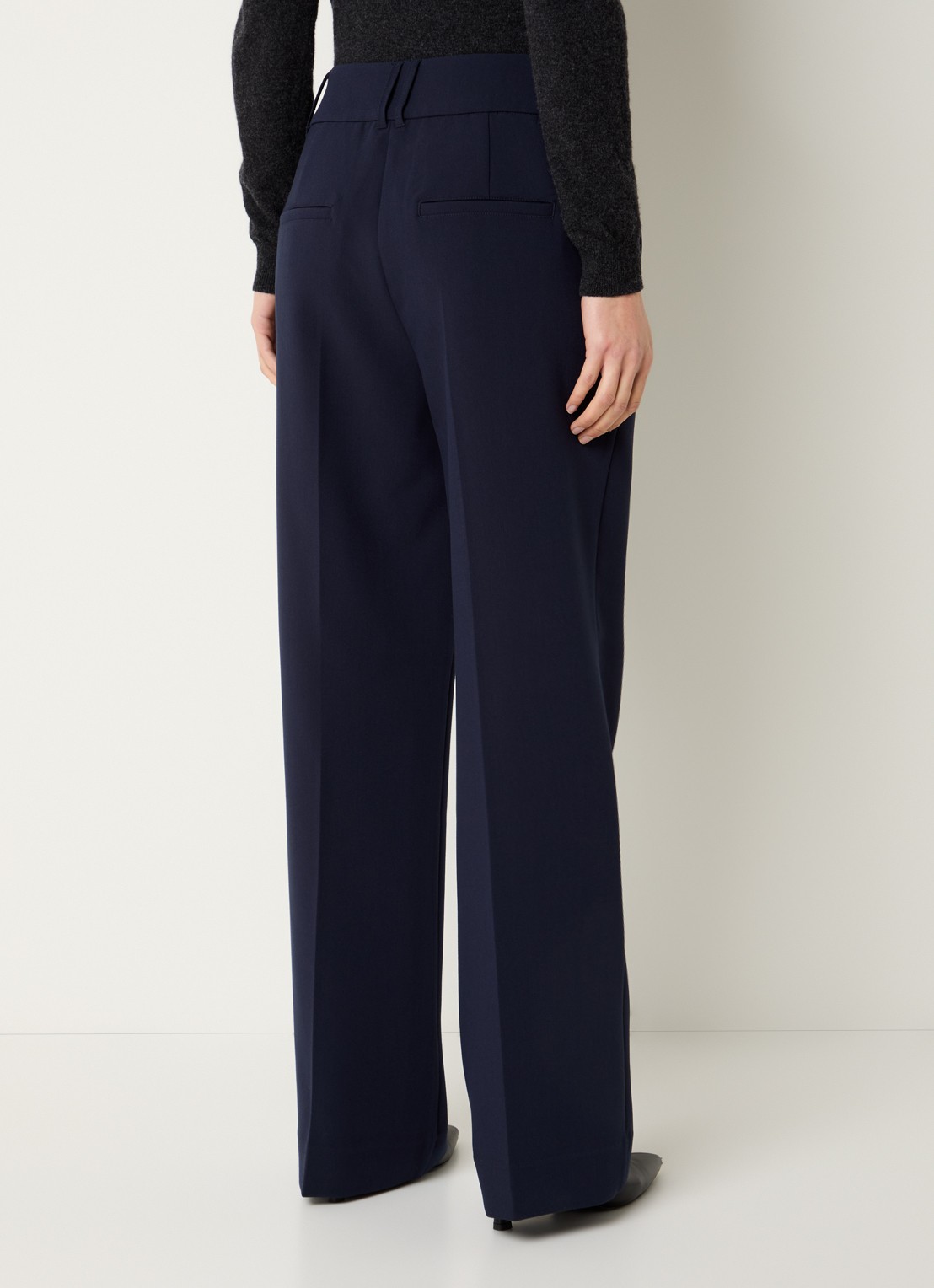 Expresso High waist straight fit pantalon met steekzakken - achterkant donkerblauw