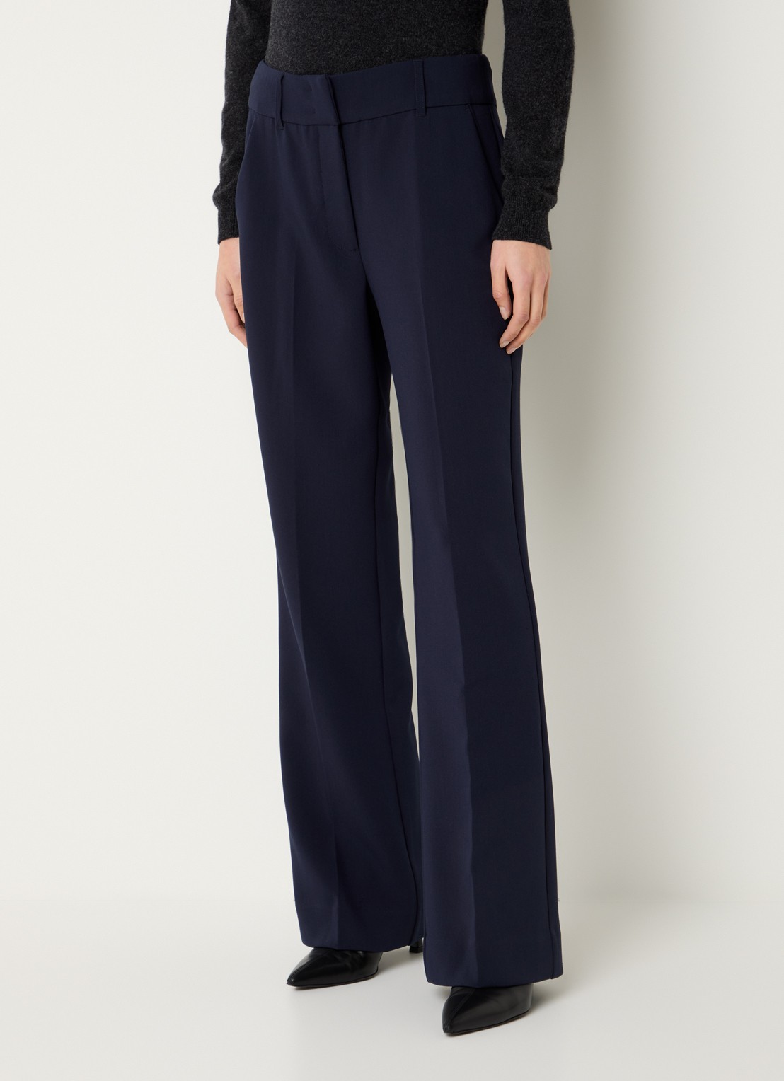 Expresso High waist straight fit pantalon met steekzakken - detail 4 donkerblauw