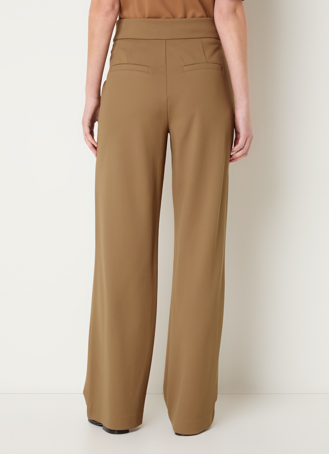 Expresso High waist straight fit pantalon met steekzakken - achterkant camel