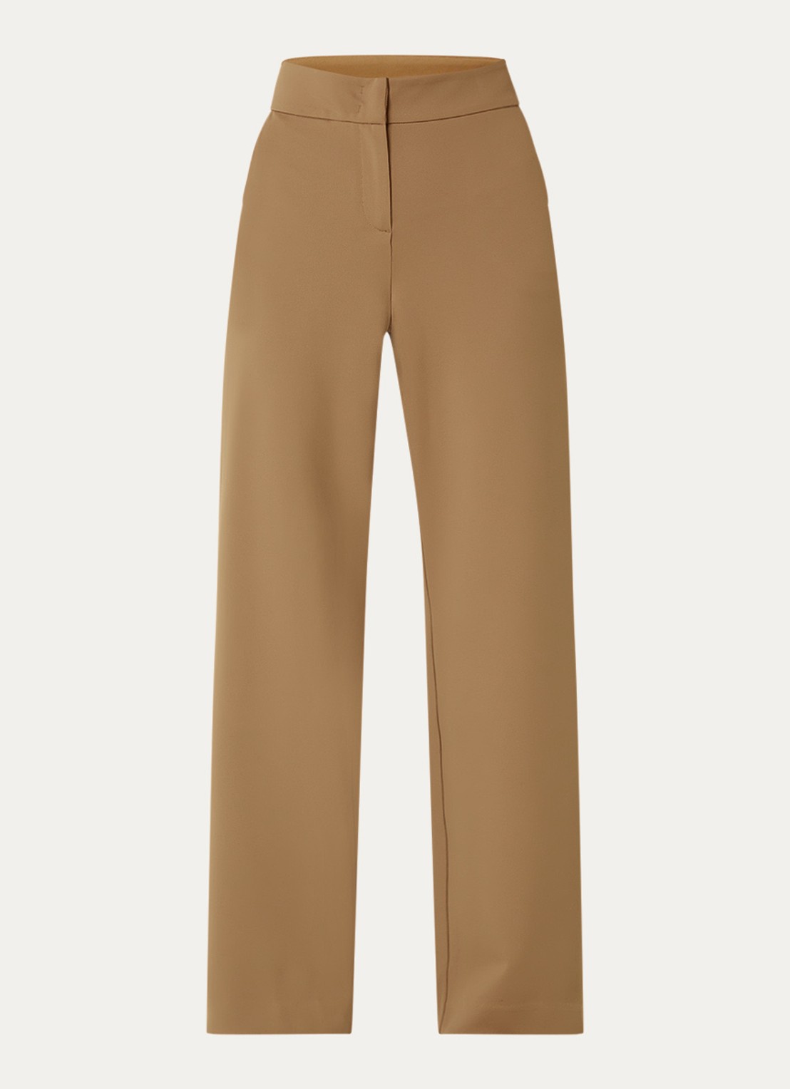 Expresso High waist straight fit pantalon met steekzakken - voorkant 2 camel