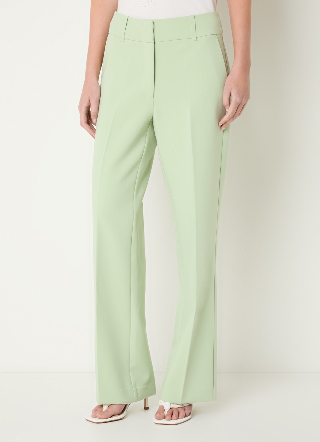 Expresso High waist straight fit pantalon met steekzakken - detail 4 lichtgroen