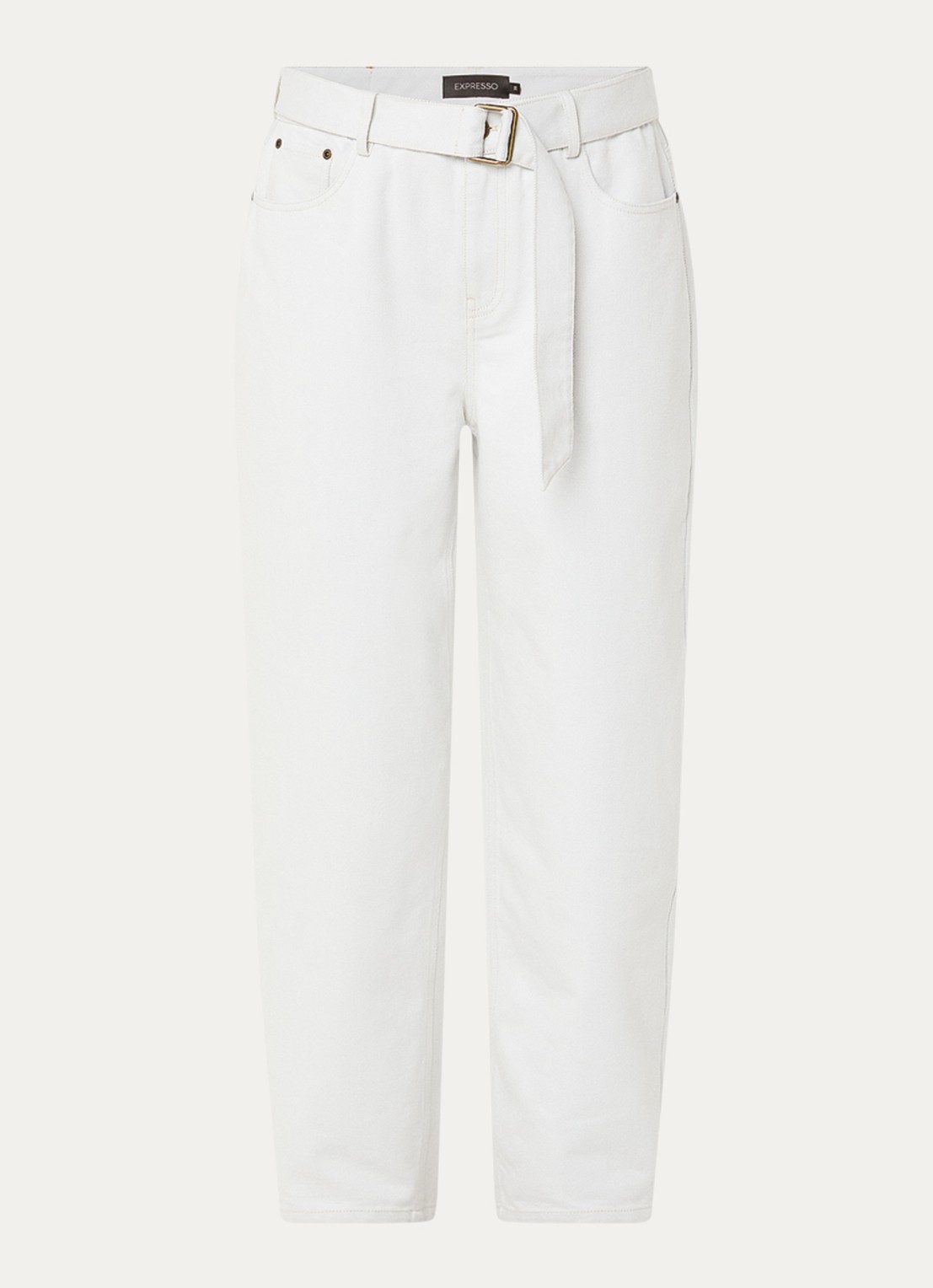 Expresso High waist straight leg jeans met gekleurde wassing en ceintuur - voorkant gebroken wit