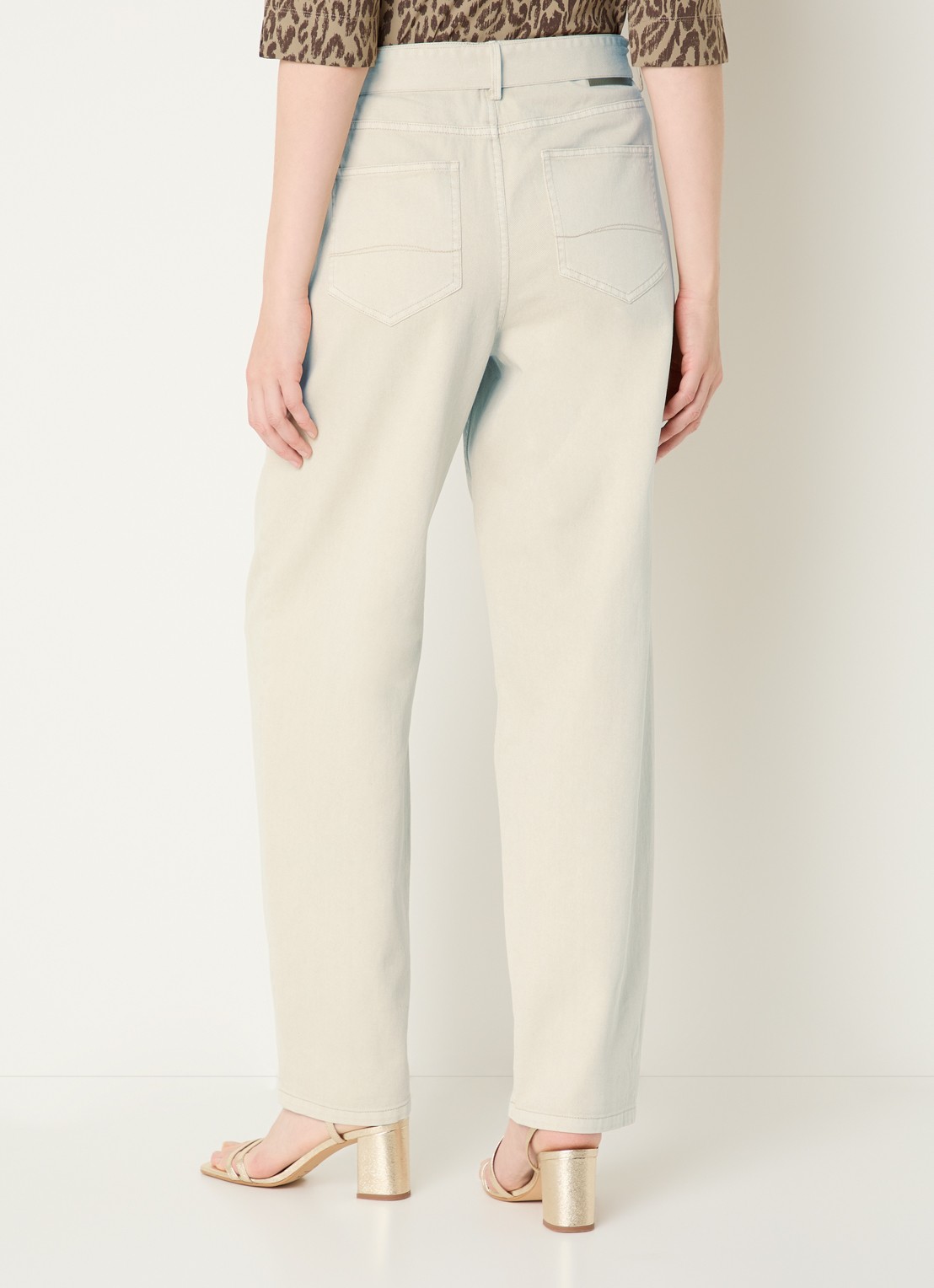 Expresso High waist straight leg jeans met gekleurde wassing en ceintuur - achterkant 3 beige